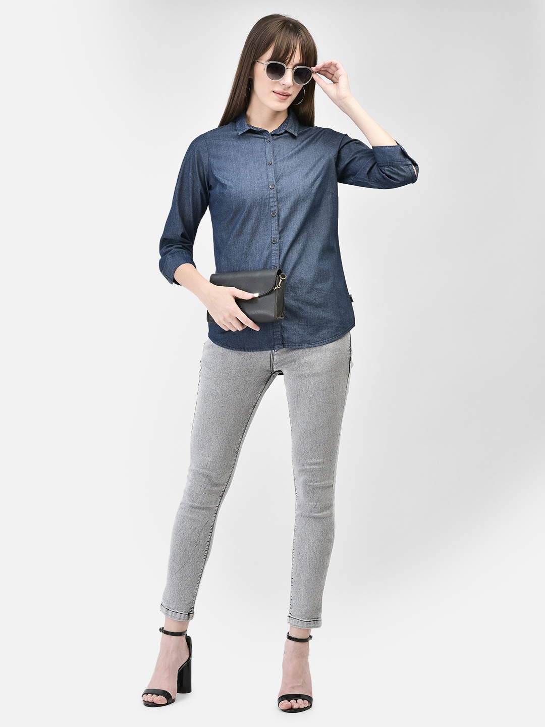 

Crimsoune Club Spread Collar Cotton Shirt, Blue