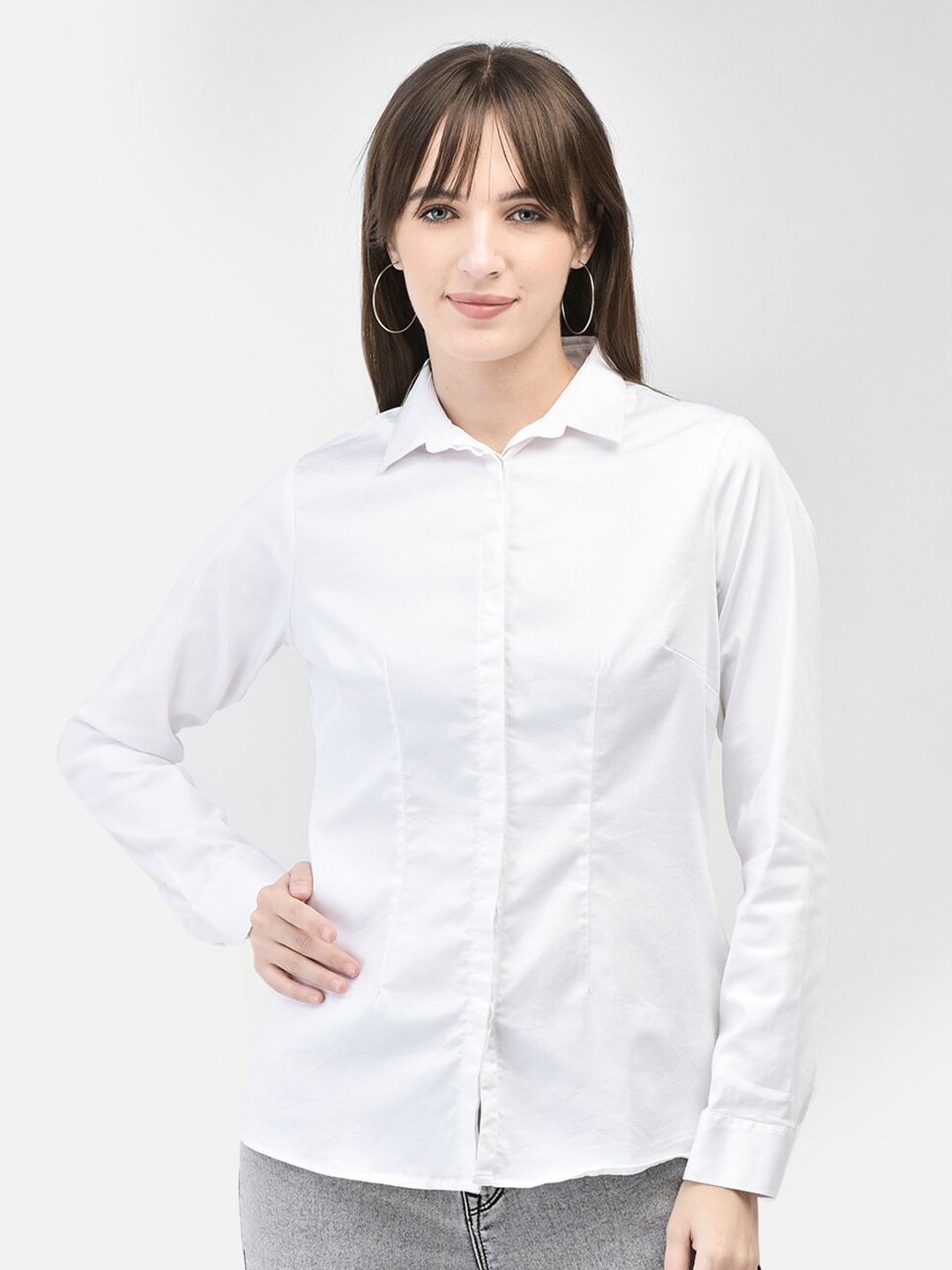 

Crimsoune Club Slim Fit Opaque Casual Shirt, White