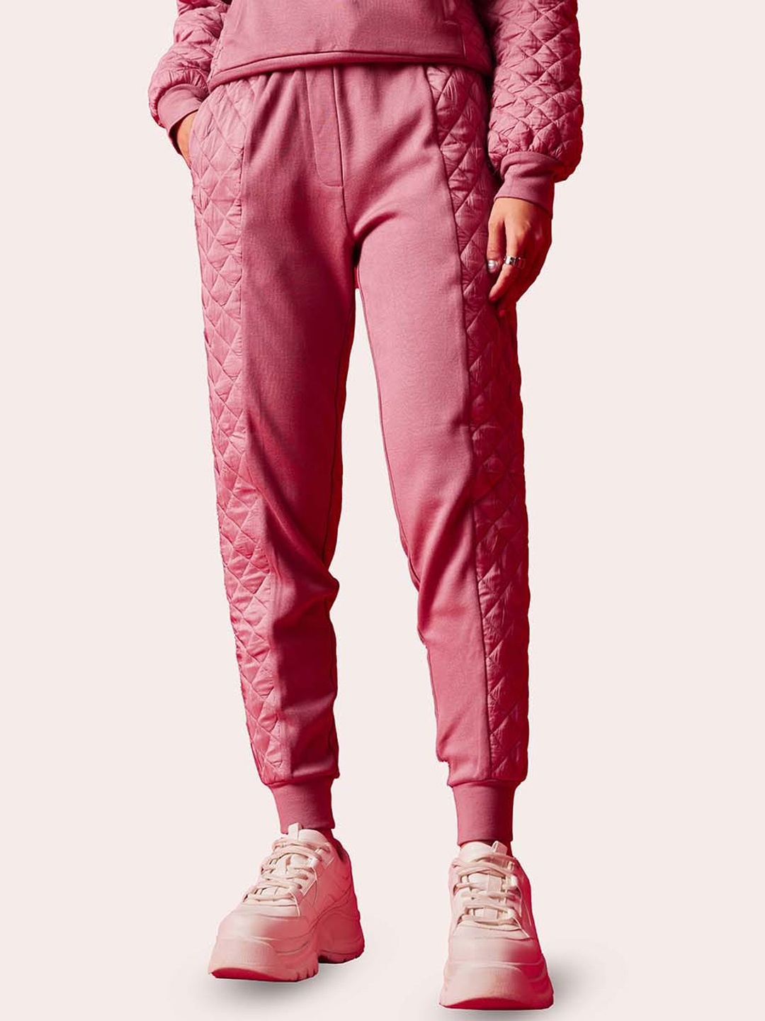 

Muvazo Women Mid-Rise Relaxed-Fit Joggers, Pink