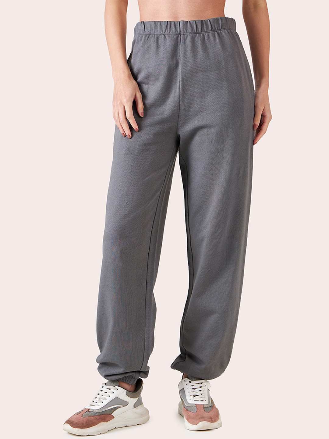 

Muvazo Women Fleece Relaxed Fit Joggers, Grey