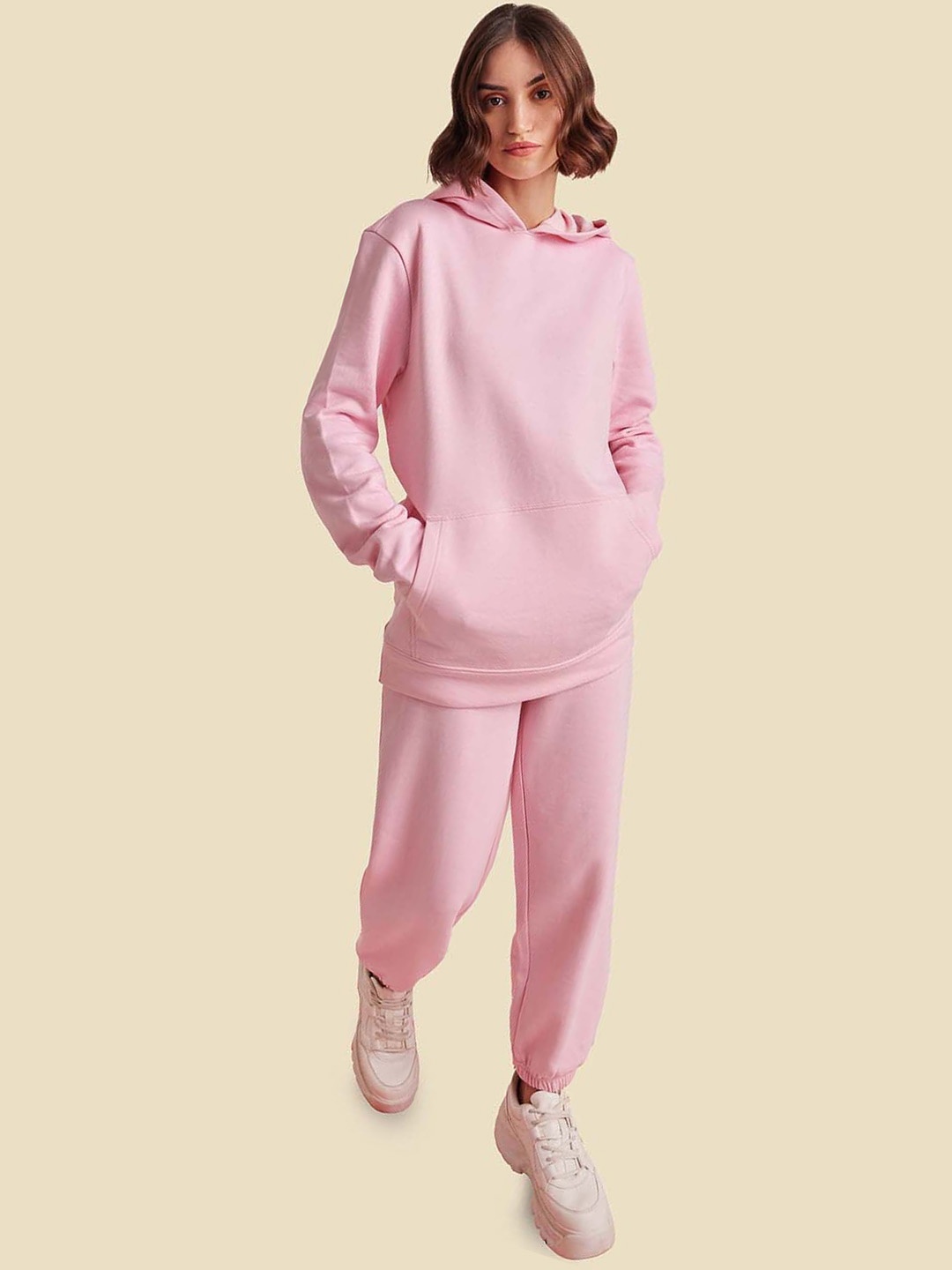 

Muvazo Women Mid-Rise Training or Gym Fleece Relaxed-Fit Joggers, Pink
