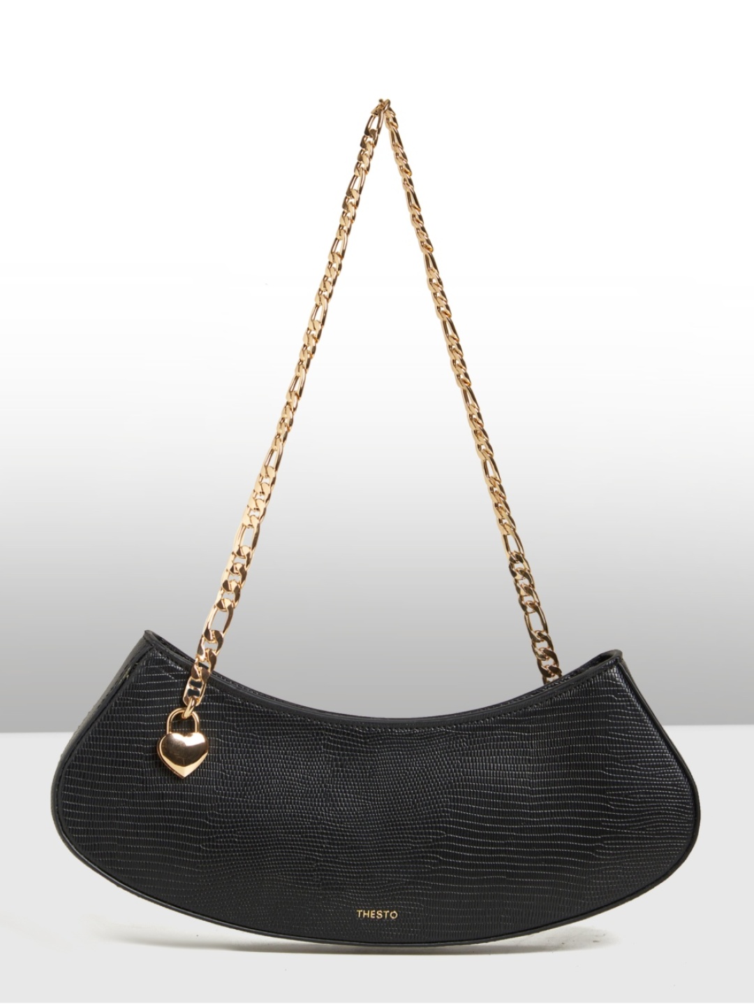 

THESTO PU Structured Shoulder Bag, Black