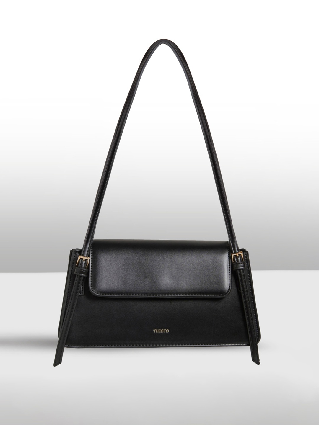 

THESTO PU Structured Shoulder Bag, Black