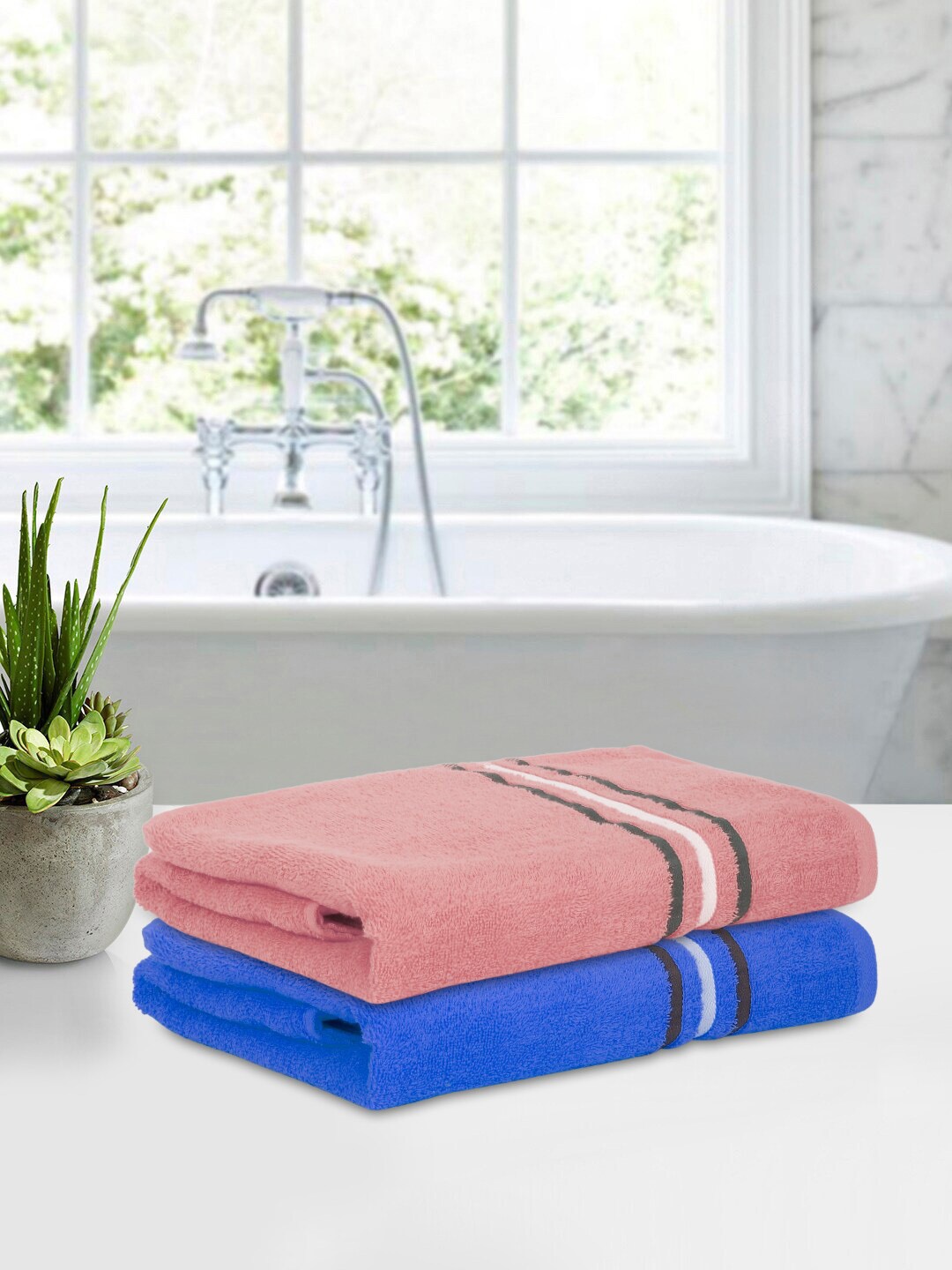 

Cortina Blue & Red 2 Pieces Cotton 380 GSM Bath Towels