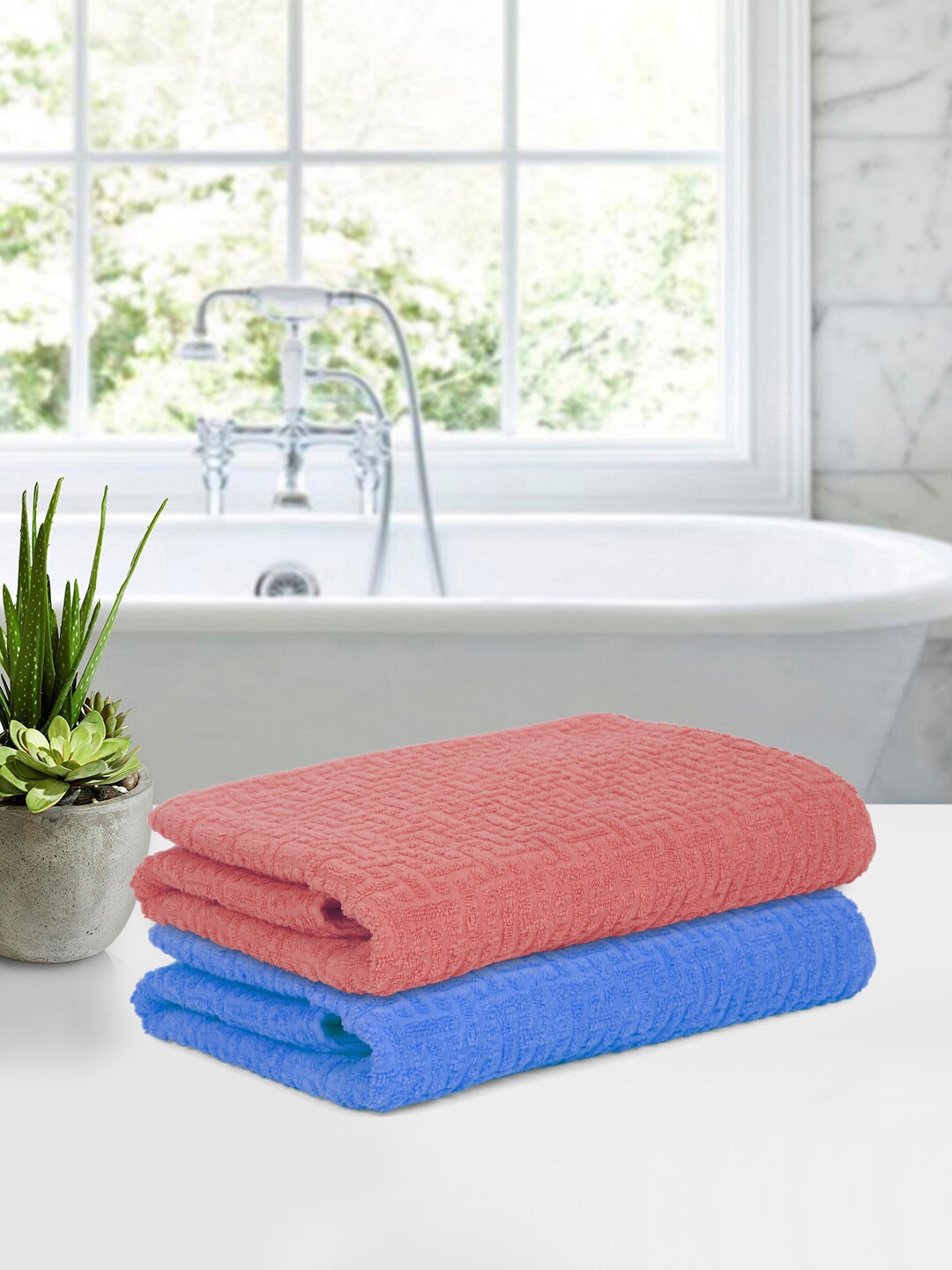 

Cortina 2 Pcs Blue & Pink Cotton Anti-Bacterial 480 GSM Bath Towels