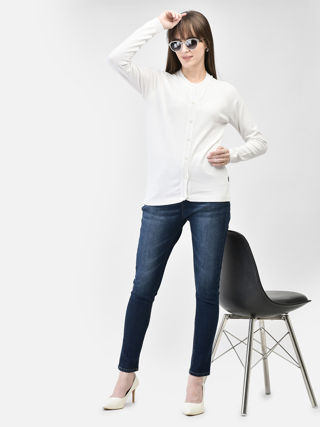 

Crimsoune Club Long Sleeves Cardigan, White