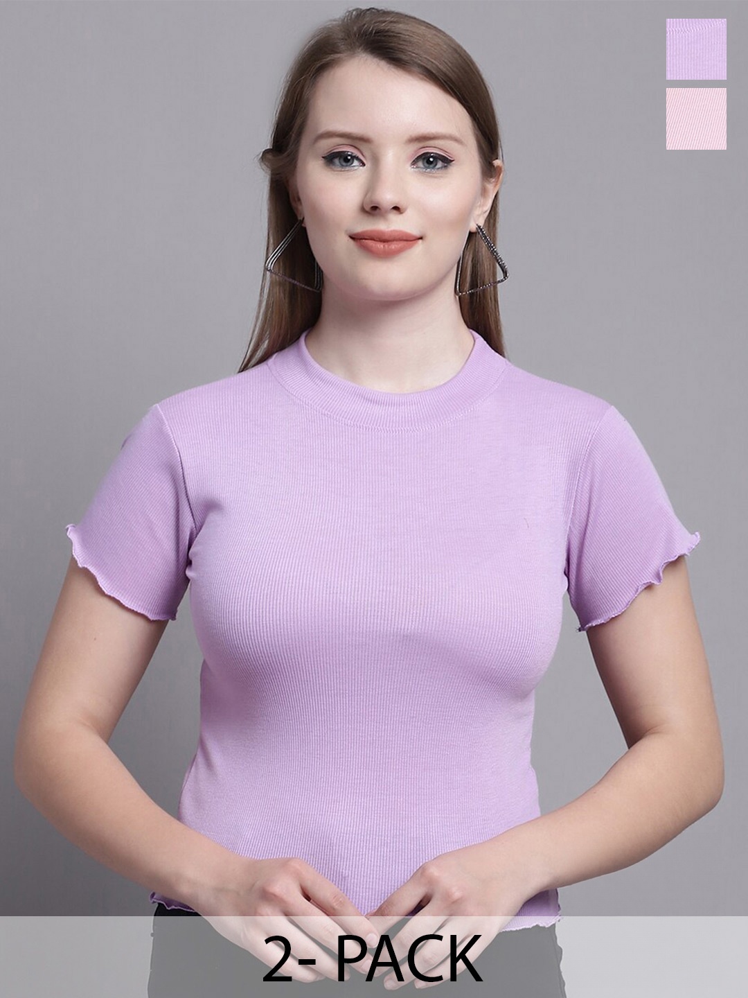 

GRACIT Pack Of 2 Crop Tops, Pink