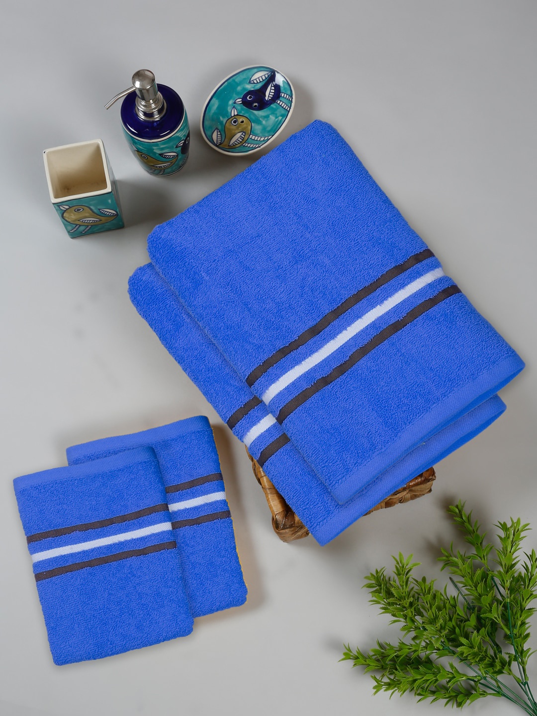 

Cortina 4 Pcs Blue Cotton 380 GSM Towel Set