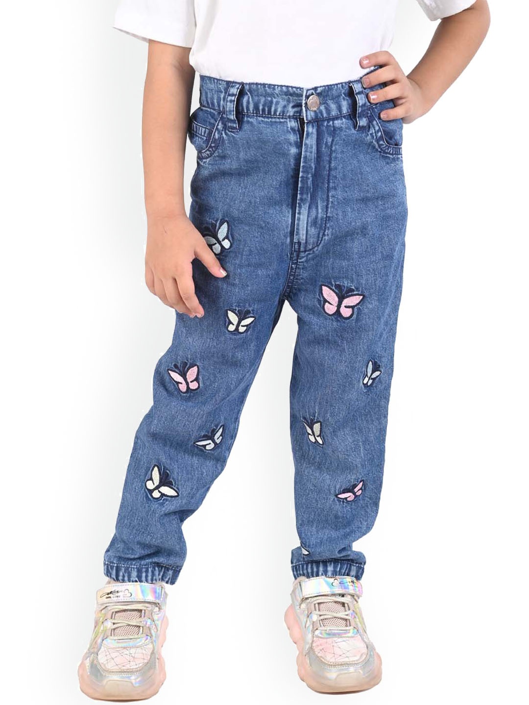 

Budding Bees Girls Mid-Rise Light Fade Medium Shade Cotton Clean Look Jeans, Blue