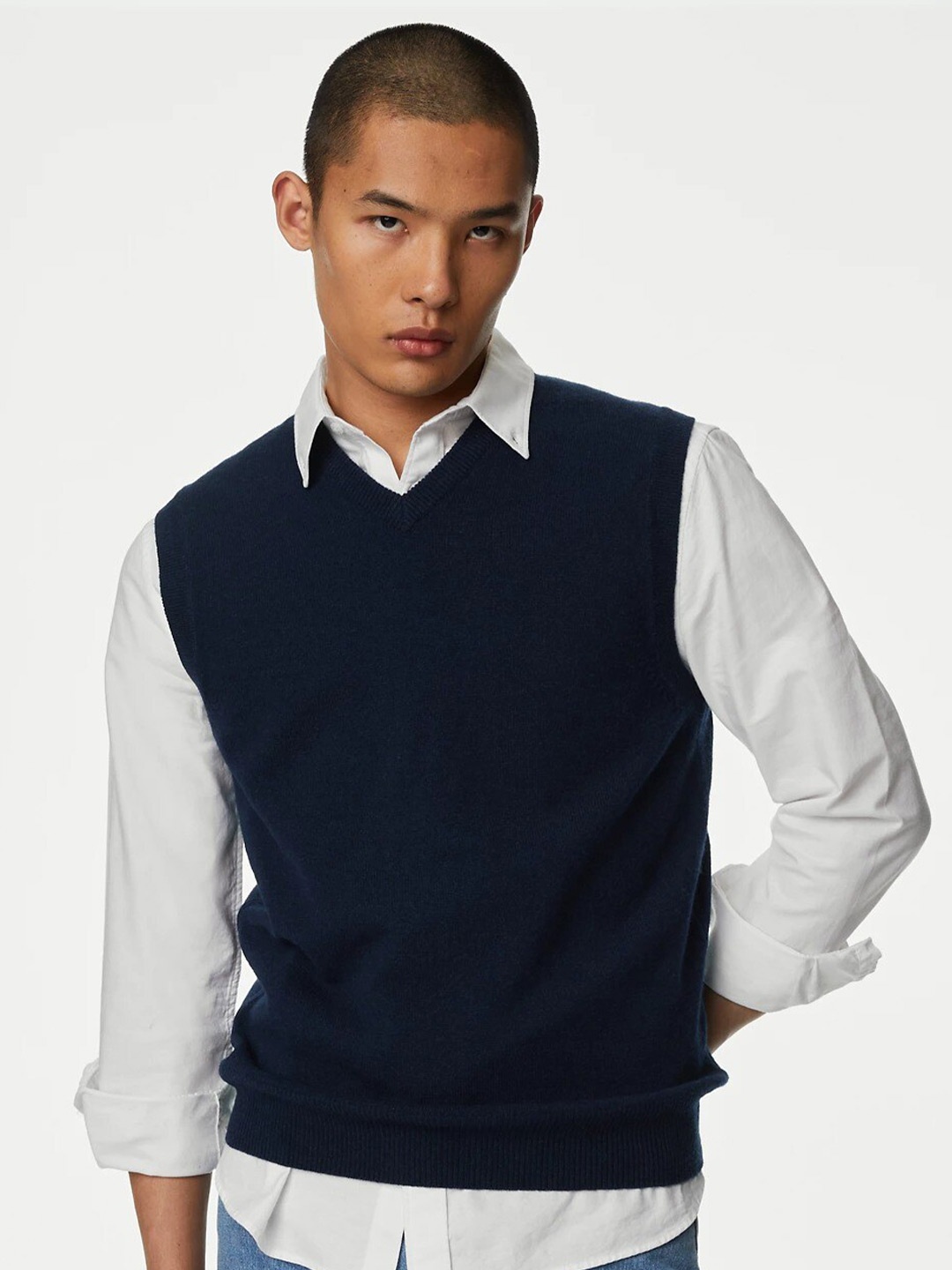 

Marks & Spencer Woollen Sweater Vest, Navy blue