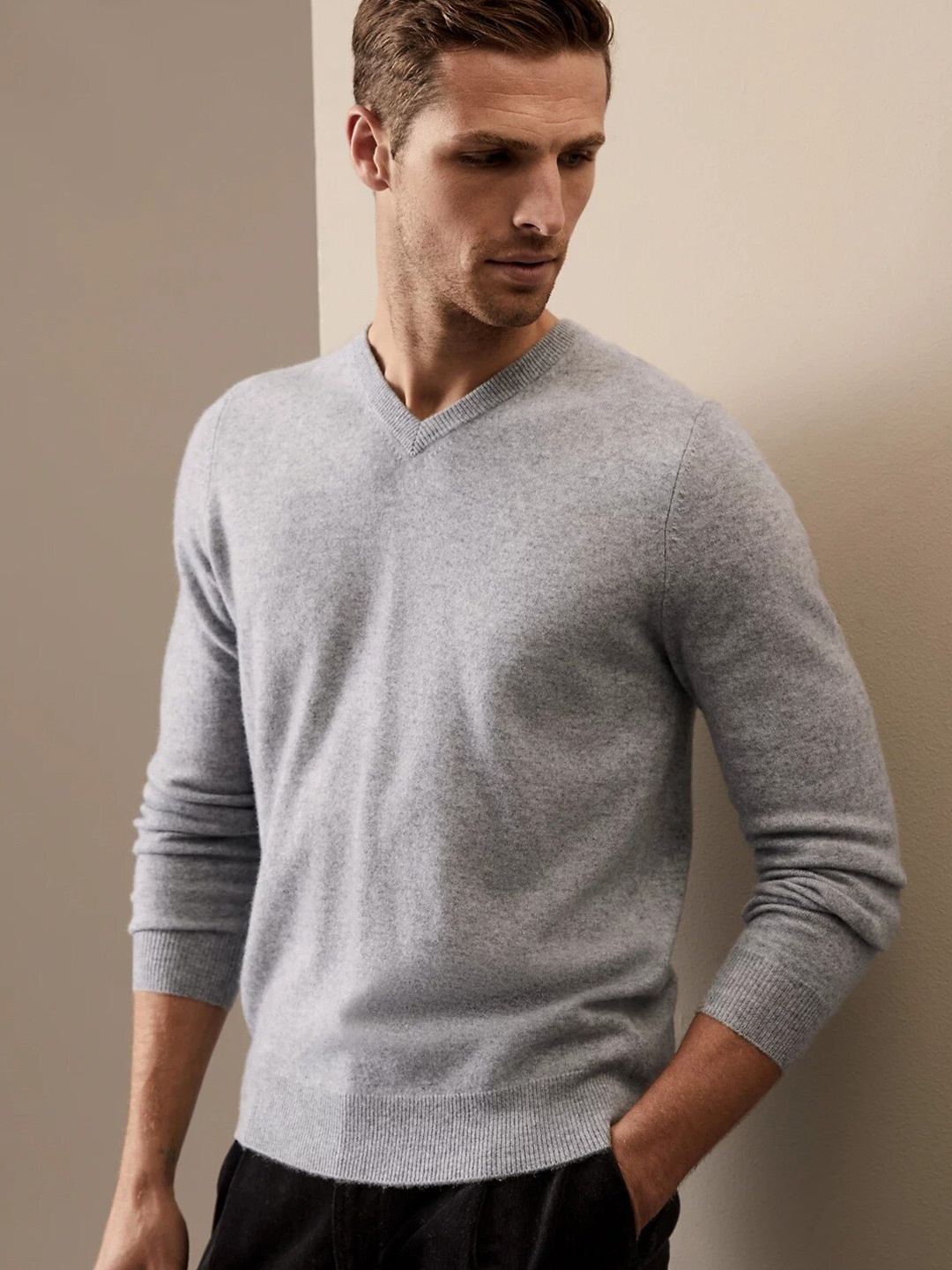 

Marks & Spencer V-Neck Cashmere Pullover, Grey