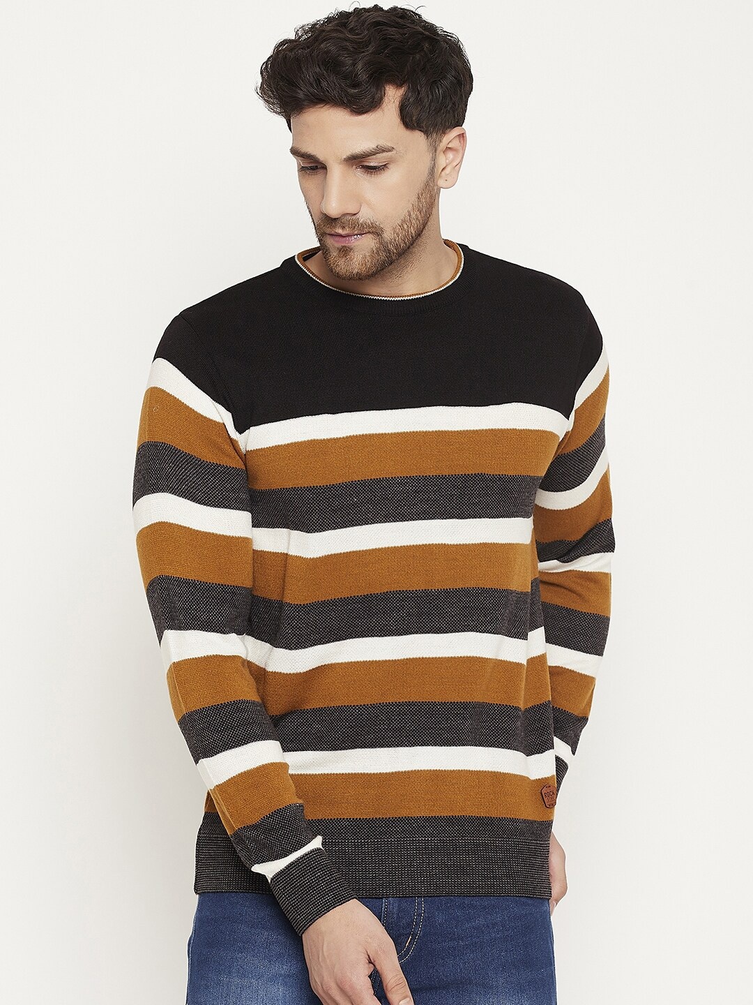 

Duke Striped Long Sleeves Acrylic Pullover, Black