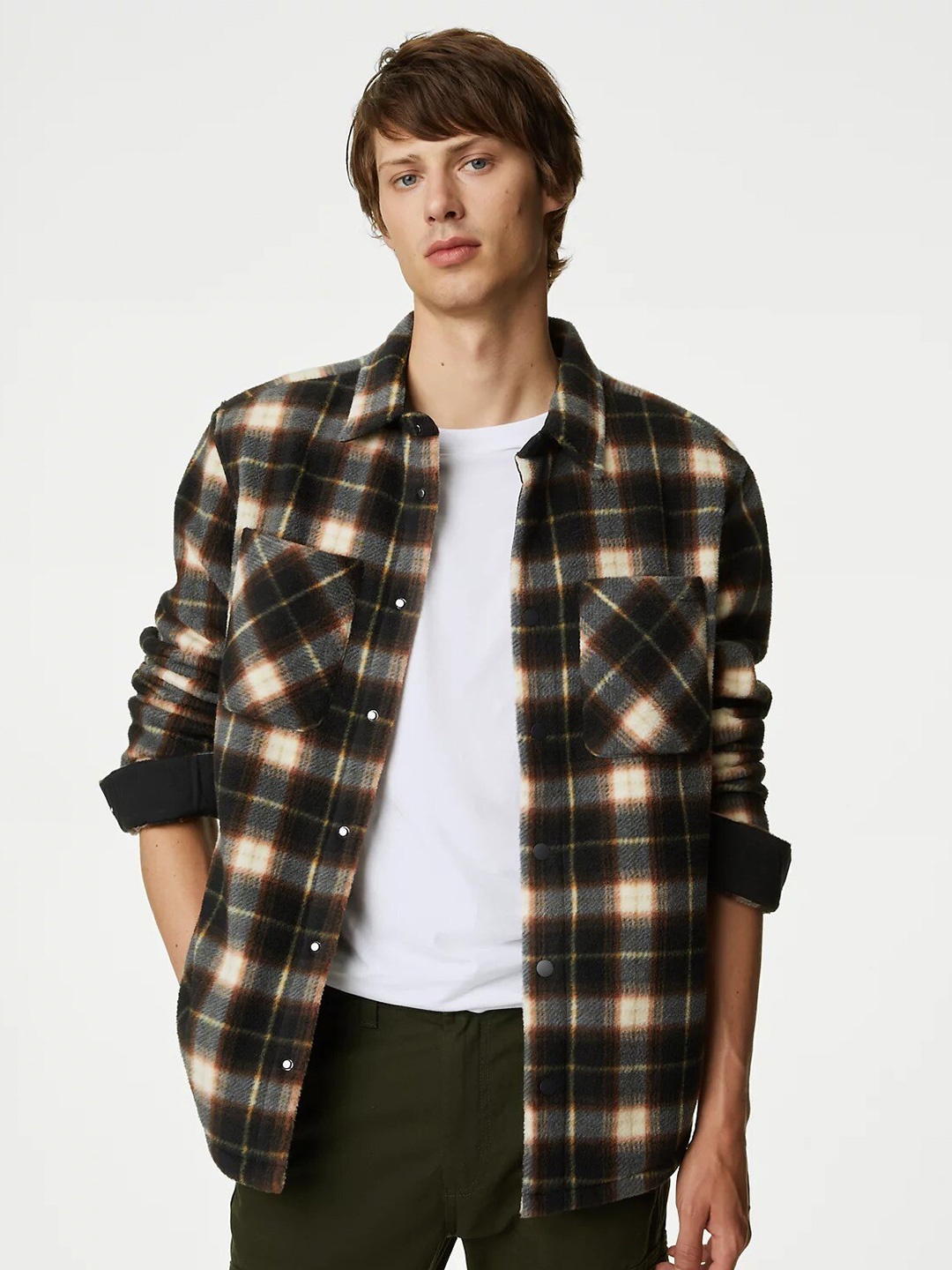 

Marks & Spencer Tartan Checks Opaque Checked Casual Shirt, Black