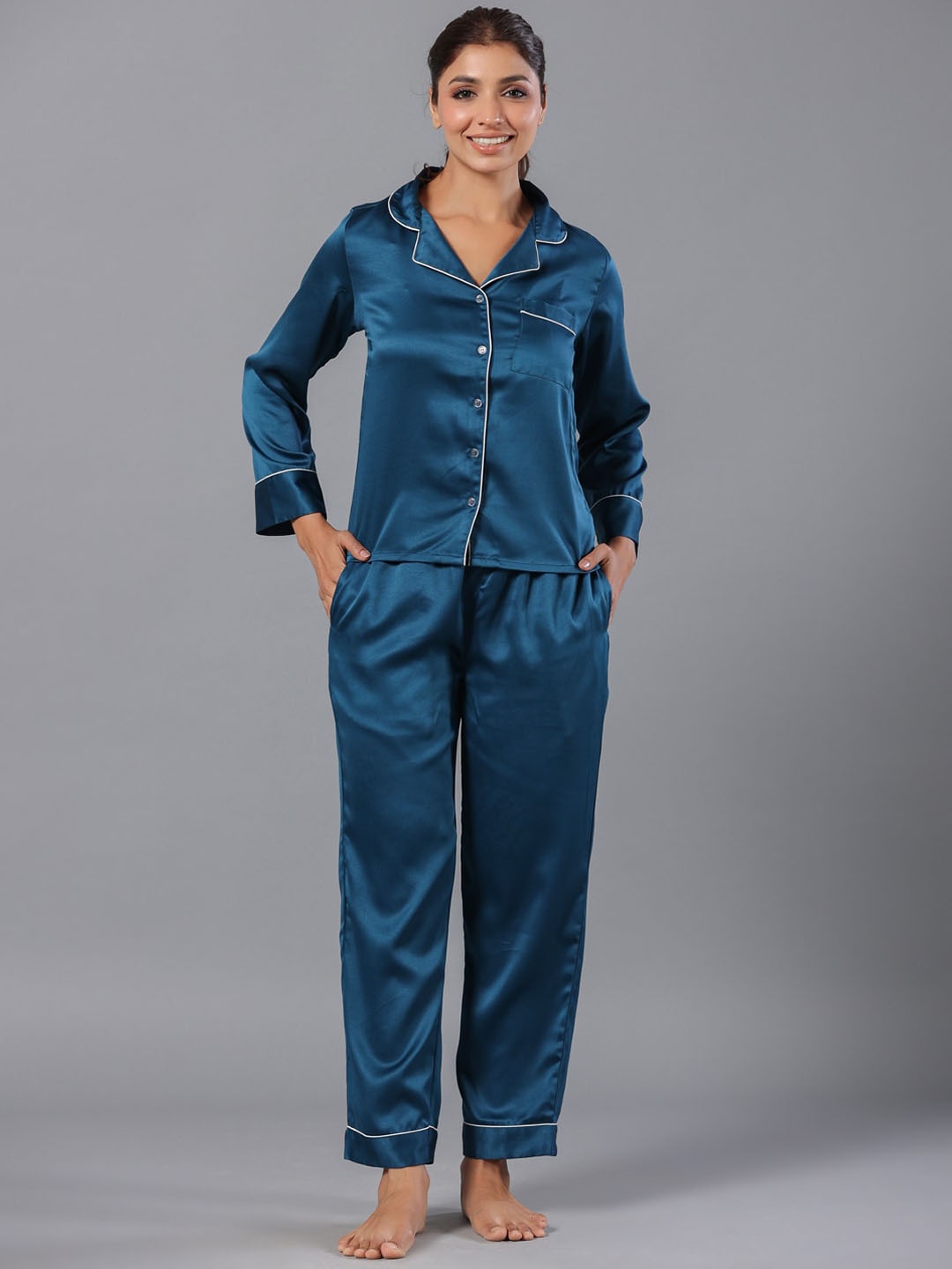 

ETC Teal Lapel Collar Shirt & Pyjama