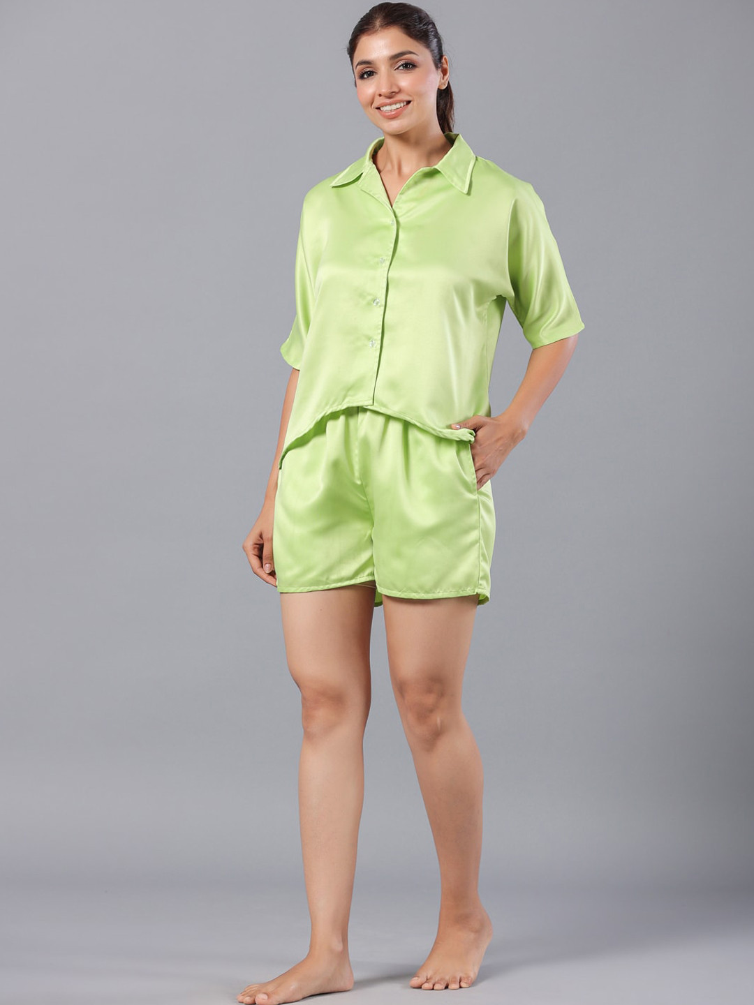 

ETC Lime Green Shirt Collar Night Suit