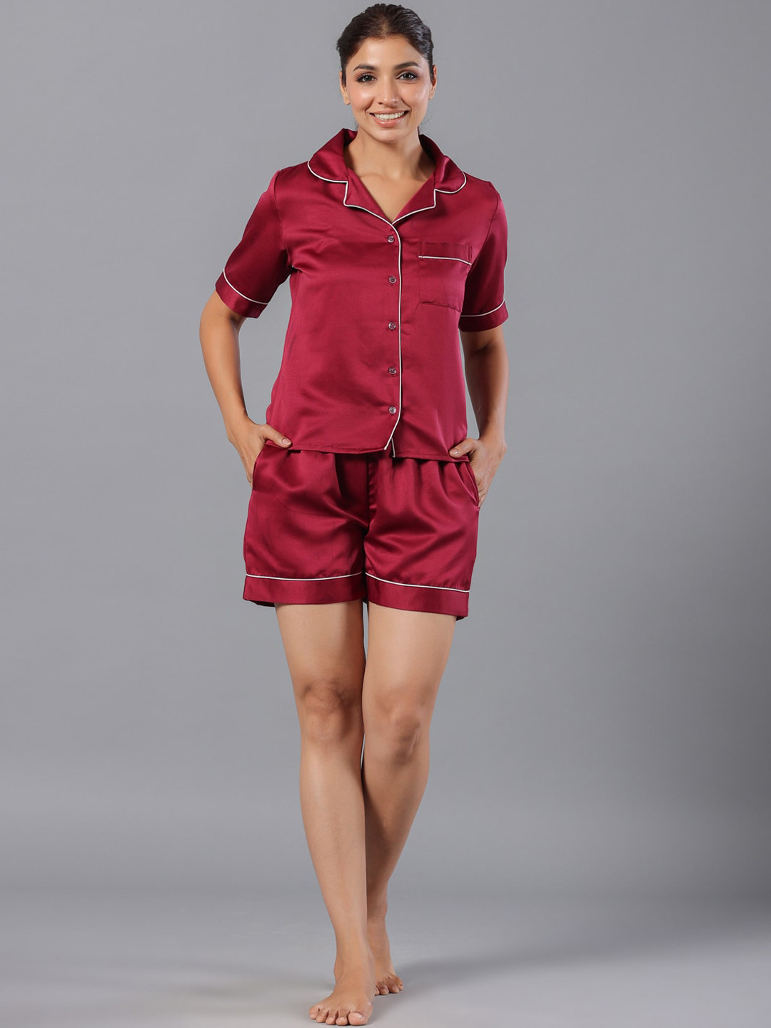 

ETC Red Lapel Collar Night Suit
