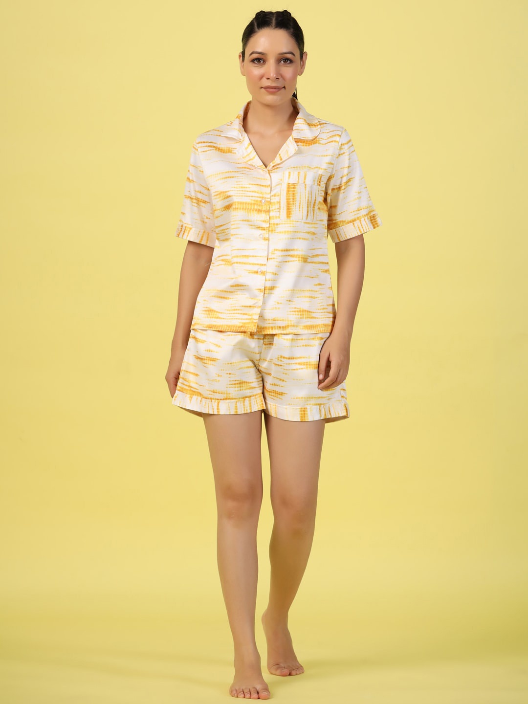 

ETC Tie And Dye Shirt With Shorts, Mustard