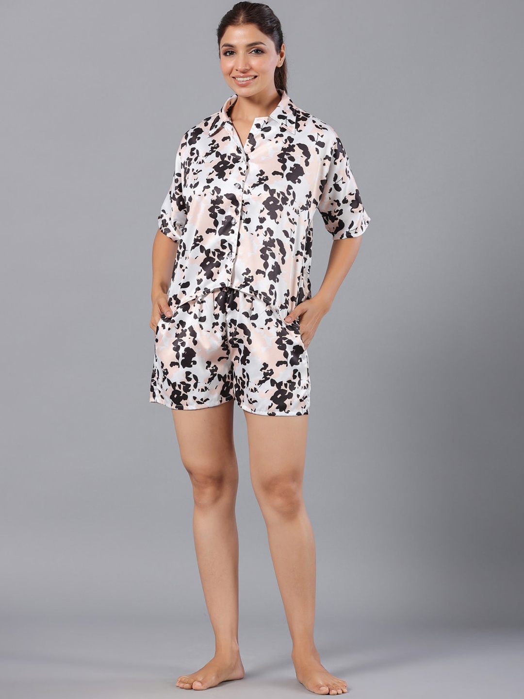

ETC Abstract Printed Night suit, Beige