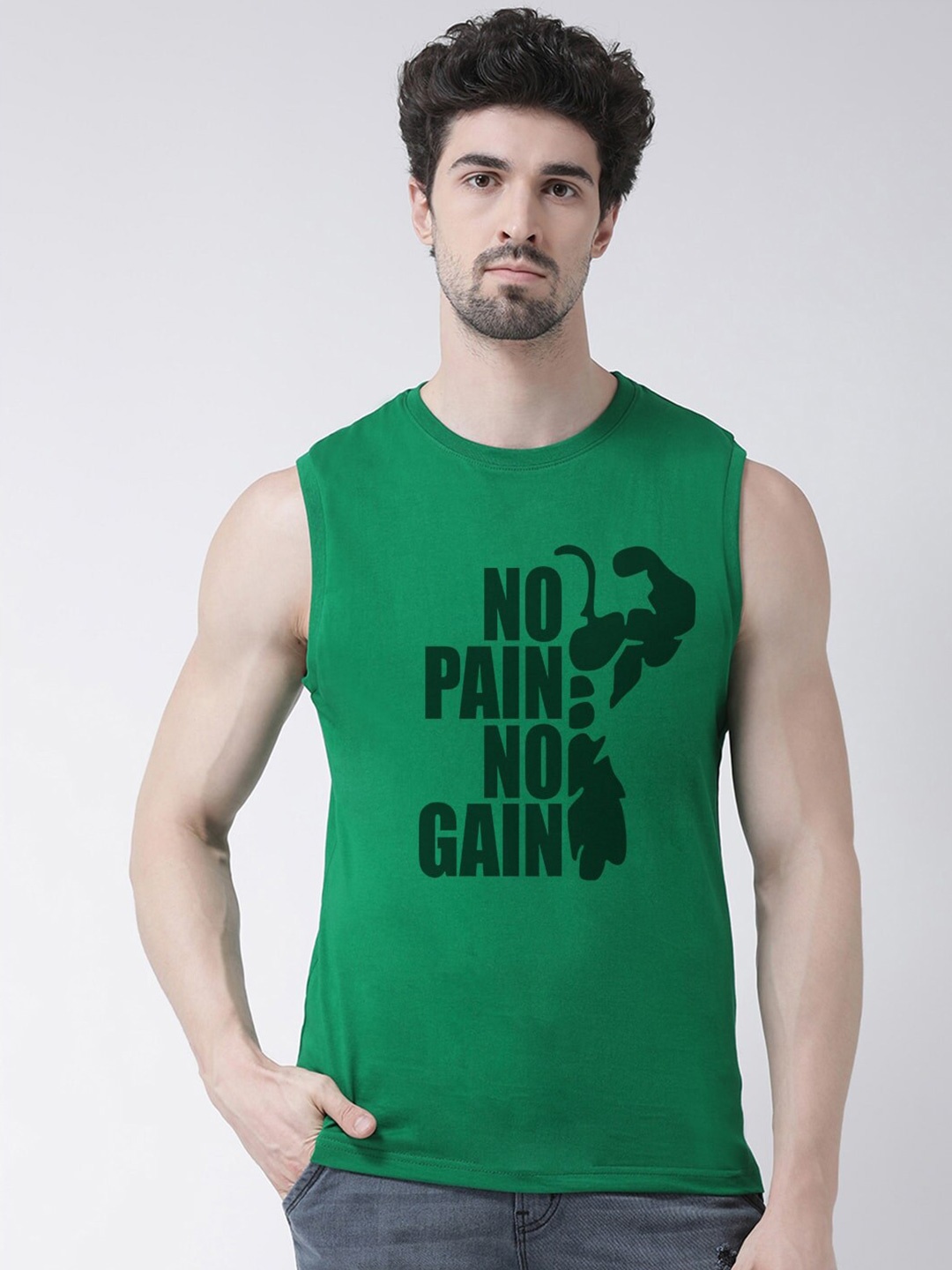 

Friskers Typography Printed Pure Cotton Slim Fit T-shirt, Green