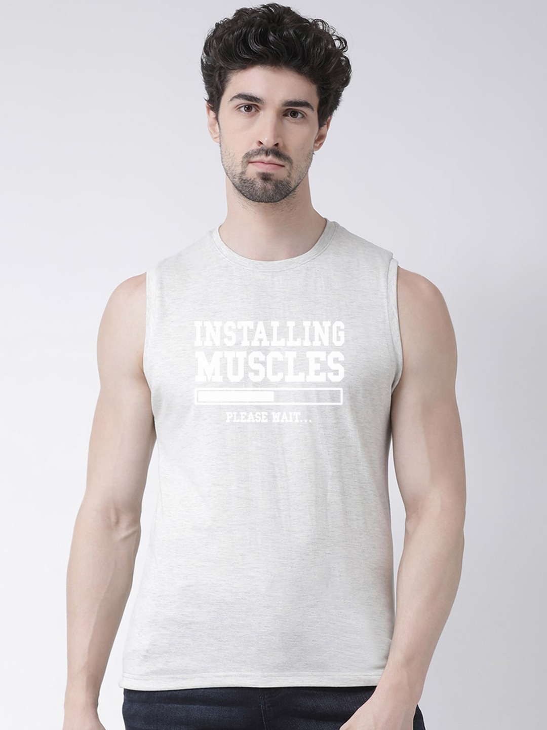 

Friskers Typography Printed Pure Cotton Slim Fit T-shirt, Grey