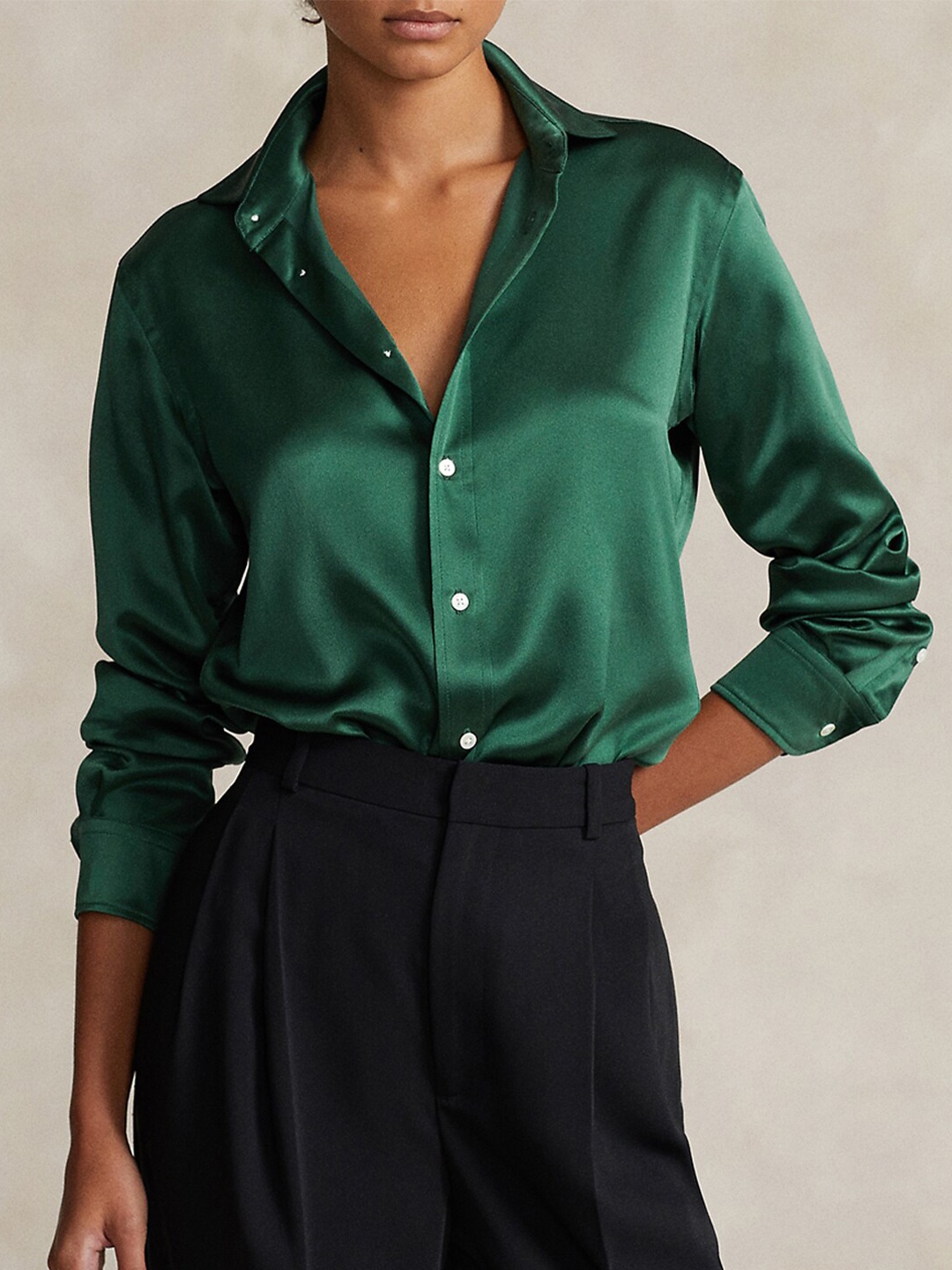 

Polo Ralph Lauren Classic Fit Pure Silk Shirt, Green