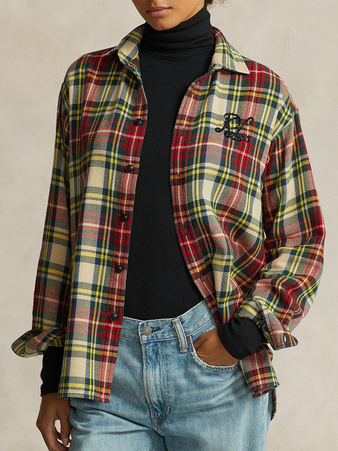 

Polo Ralph Lauren Checked Spread Collar Slim-Fit Twill Cotton Shirt, Red