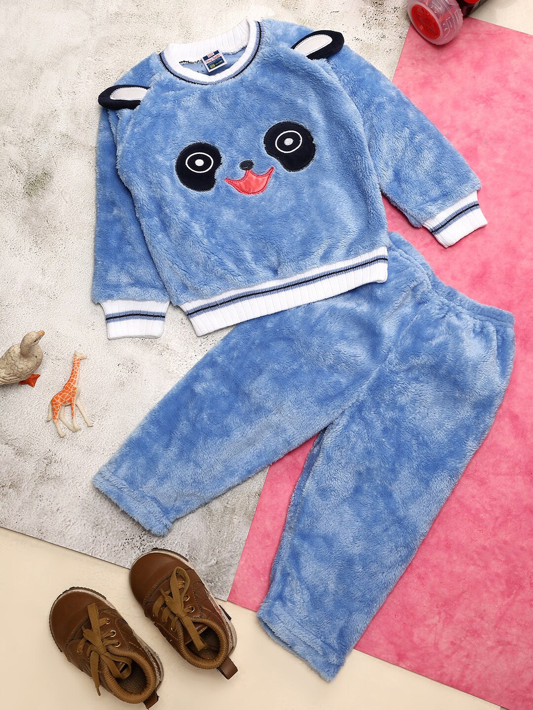 

V-Mart Infant Kids Self Design Round Neck Sweatshirt With Pyjamas, Blue