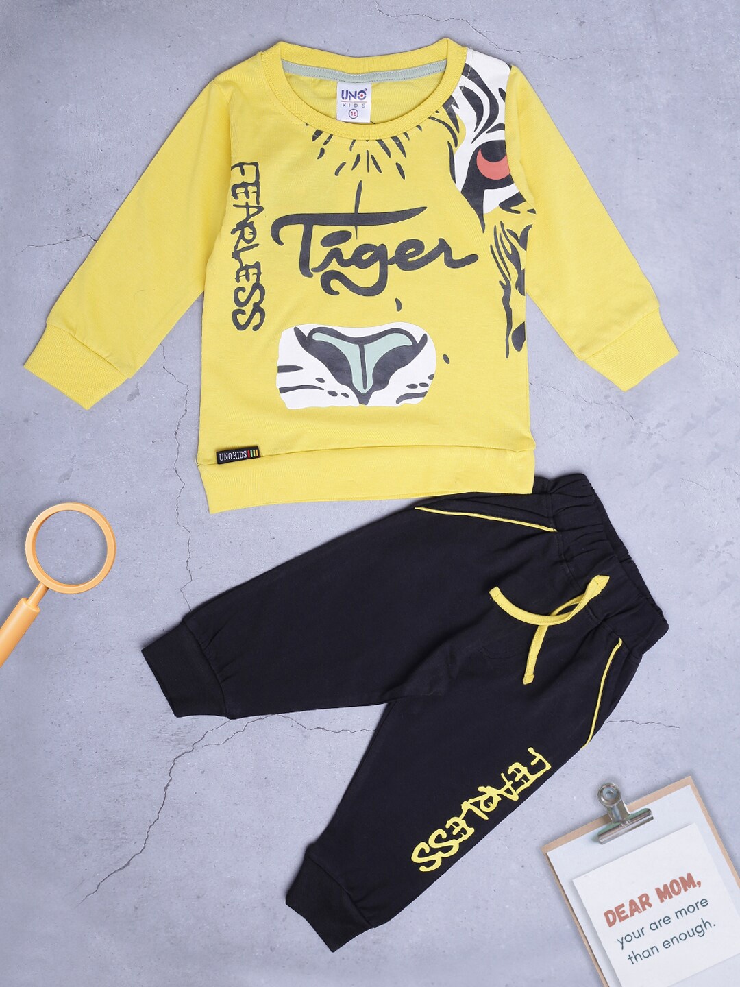 

V-Mart Kids Graphic Printed T-Shirt With Trousers, Yellow