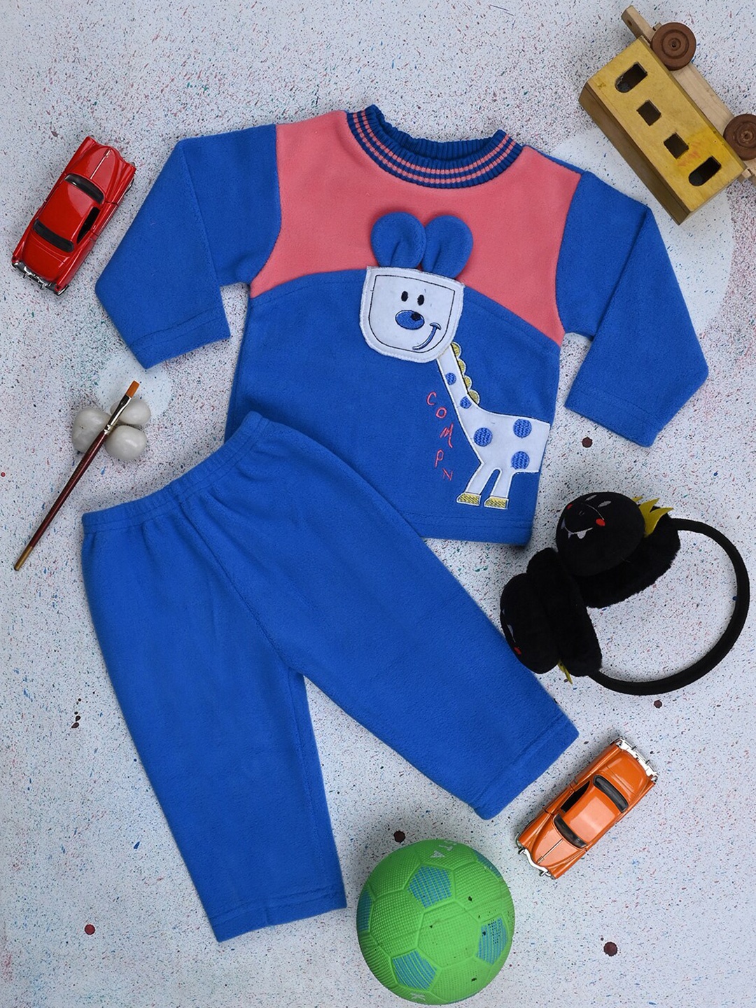 

V-Mart Infants Self Design Woollen T-Shirt With Trousers, Blue
