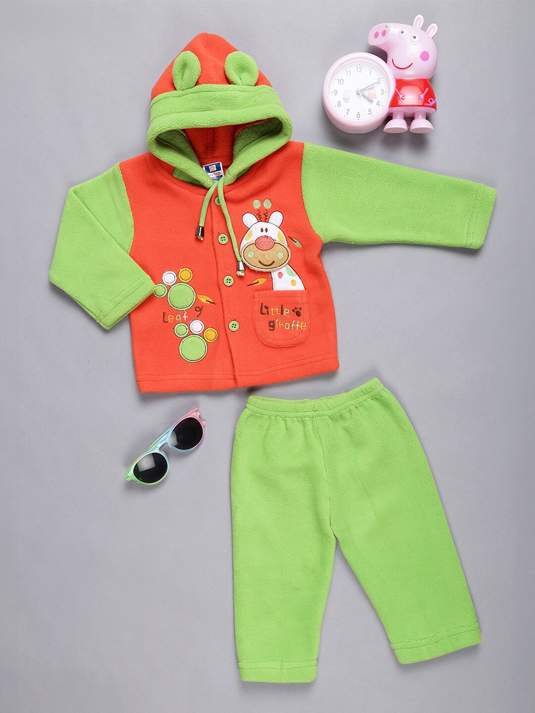 

V-Mart Kids Printed Fleece Sweatshirt with Trousers, Orange