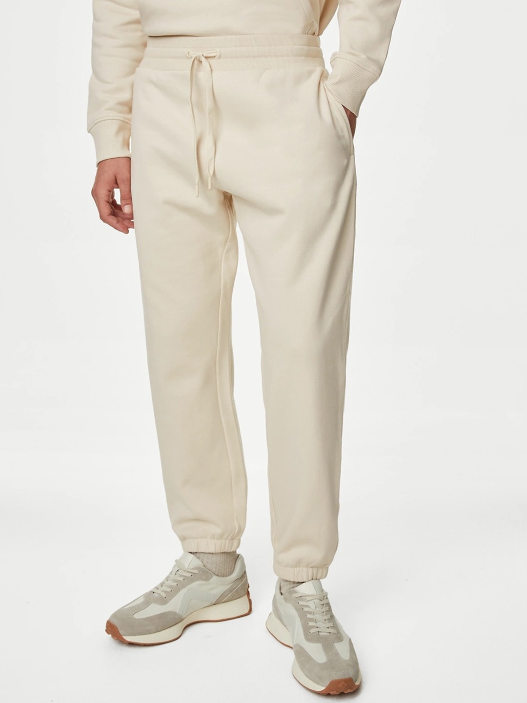 

Marks & Spencer Men Mid-Rise Oversized Joggers, Beige
