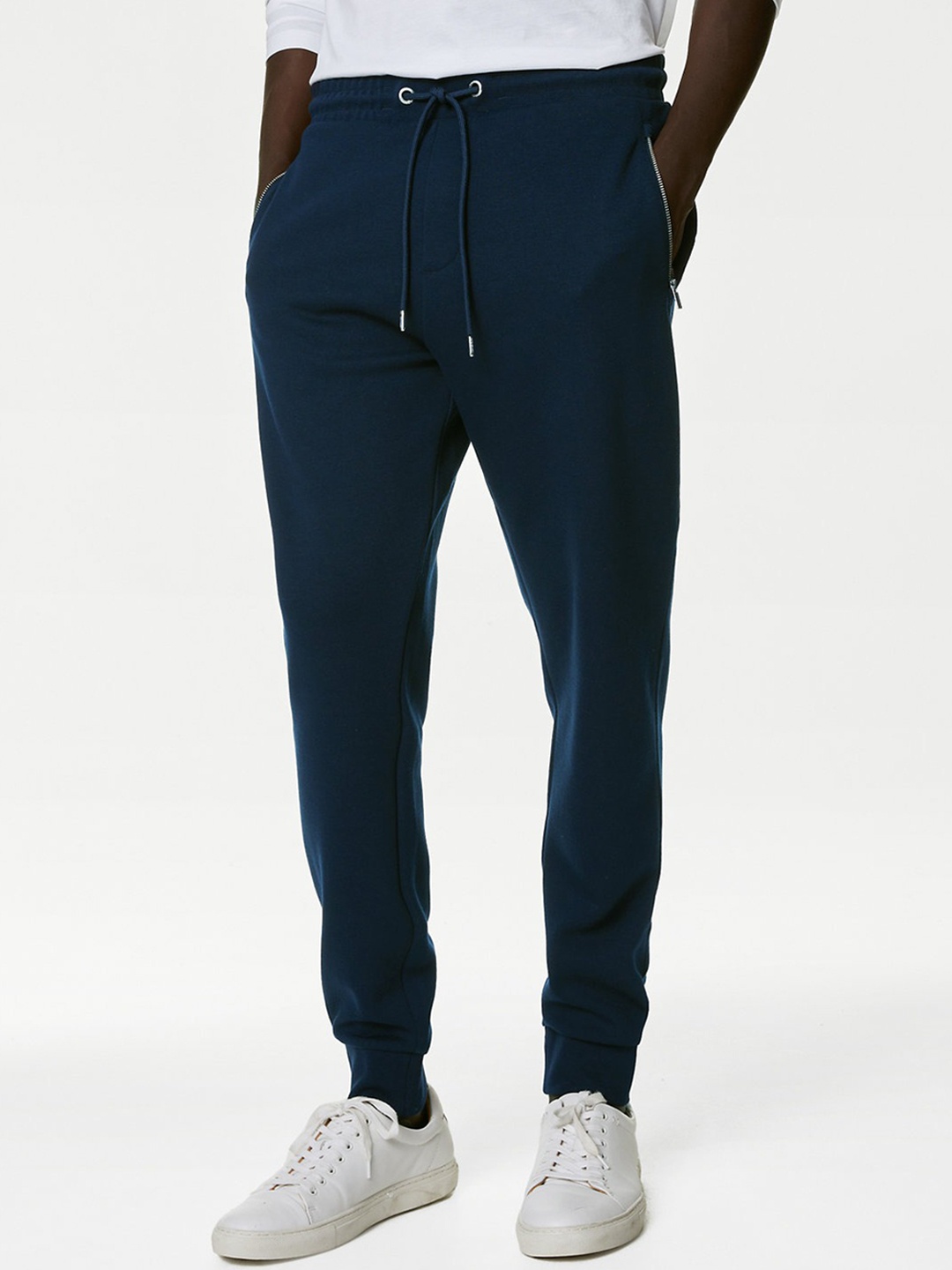 

Marks & Spencer Men Mid-Rise Joggers, Navy blue