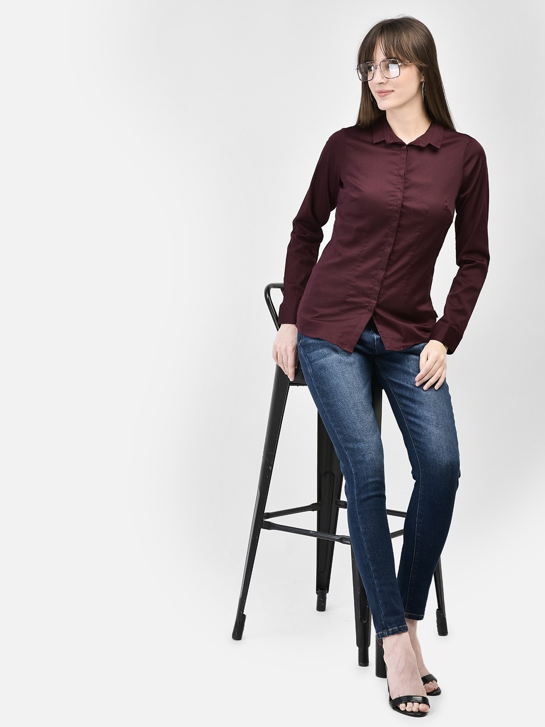 

Crimsoune Club Spread Collar Cotton Shirt, Purple