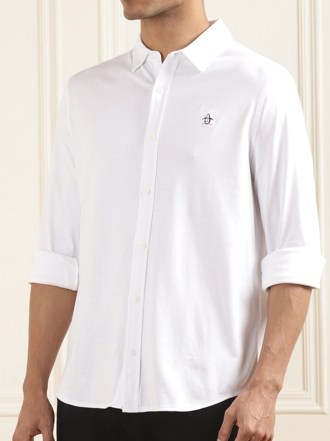 

Original Penguin Slim Fit Spread Collar Casual Organic Cotton Shirt, White