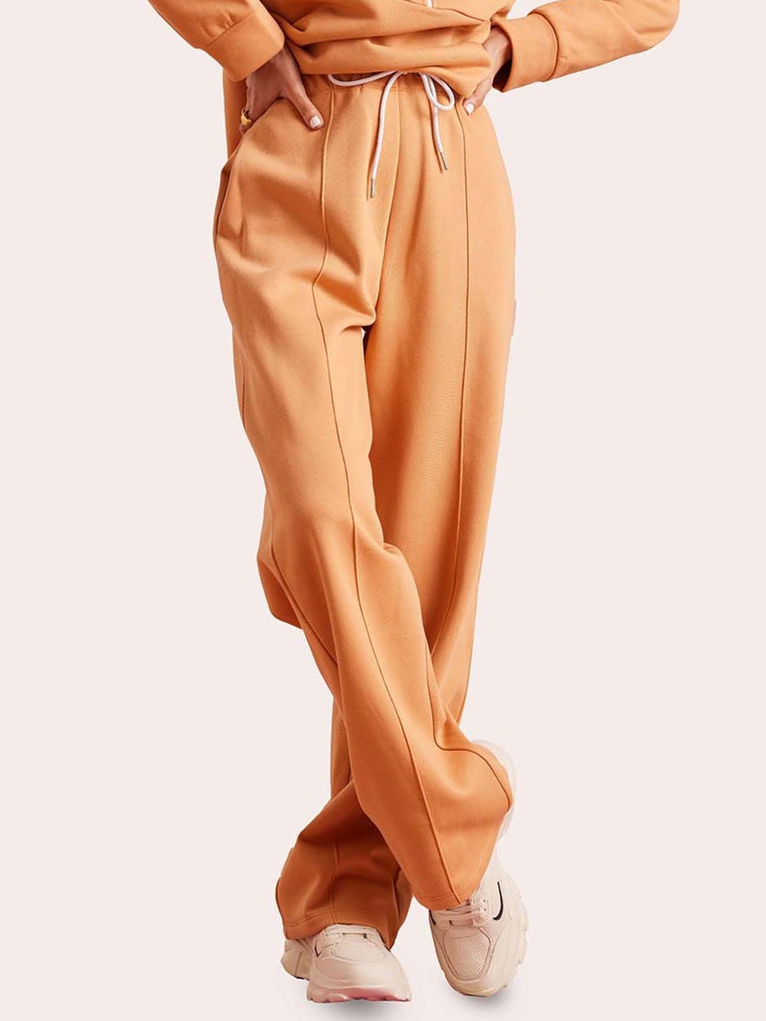 

Muvazo Women Straight Fit Fleece Track Pants, Orange