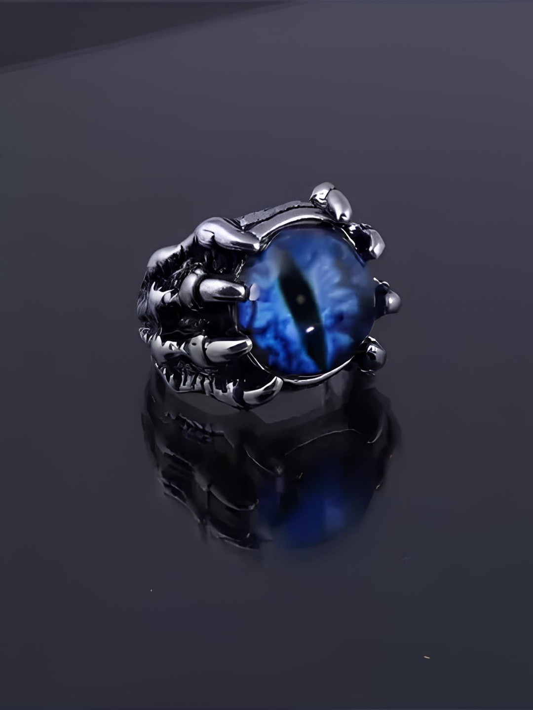 

KARISHMA KREATIONS Stone-Studded Stainless Steel Finger Ring, Silver