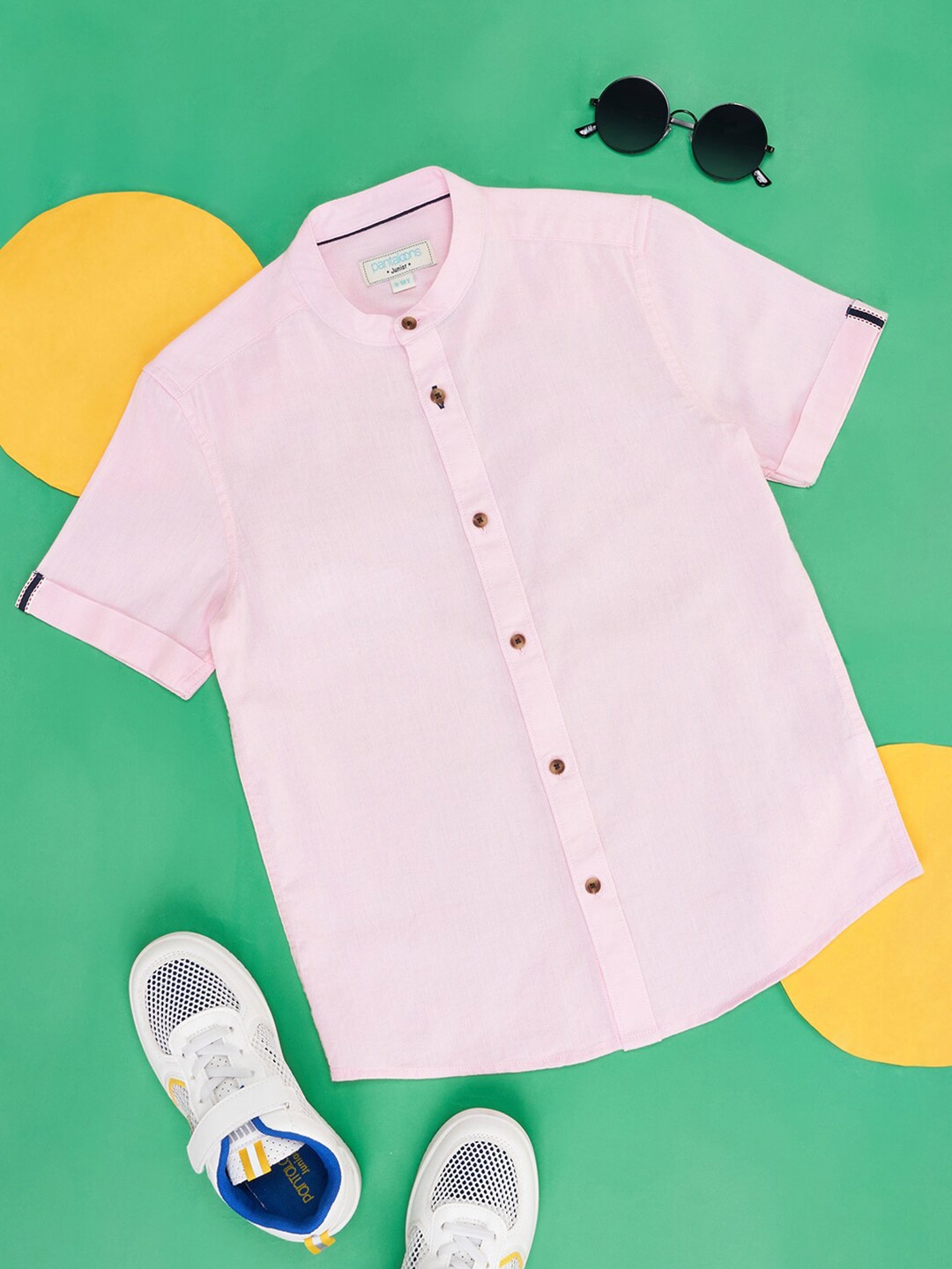 

Pantaloons Junior Boys Band Collar Cotton Casual Shirt, Pink