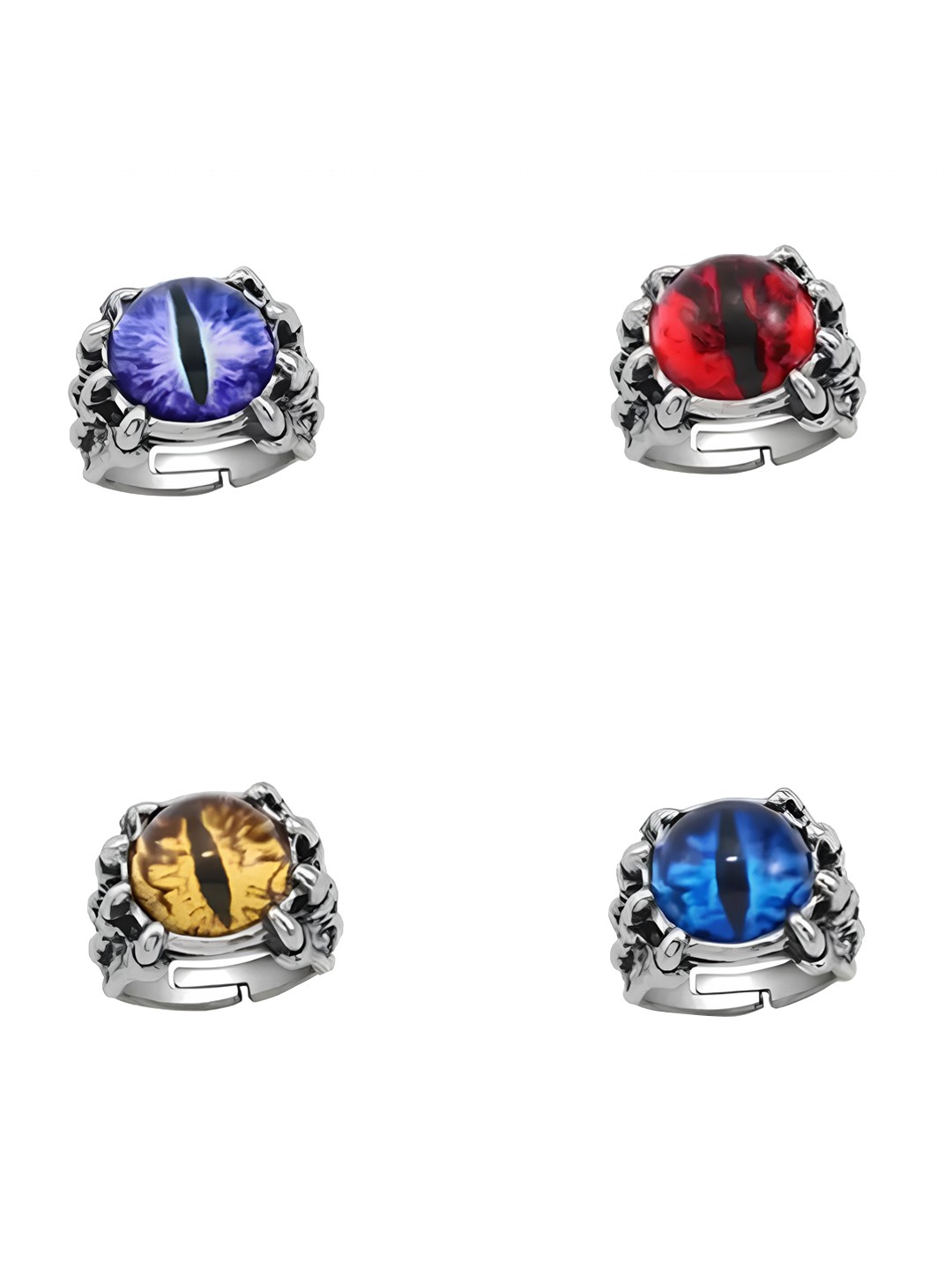 

KARISHMA KREATIONS Set Of 4 Evil Eye Stone Studded Adjustable Finger Rings, Red