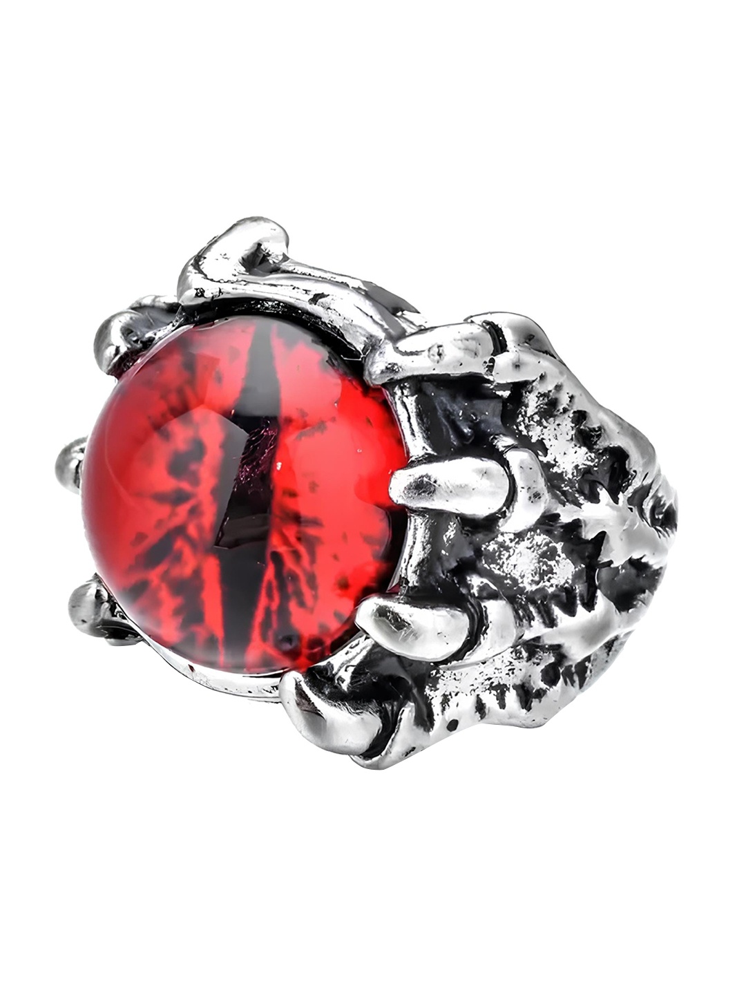 

KARISHMA KREATIONS Unisex Stainless Steel Demon Evil Eye Adjustable Finger Ring, Red