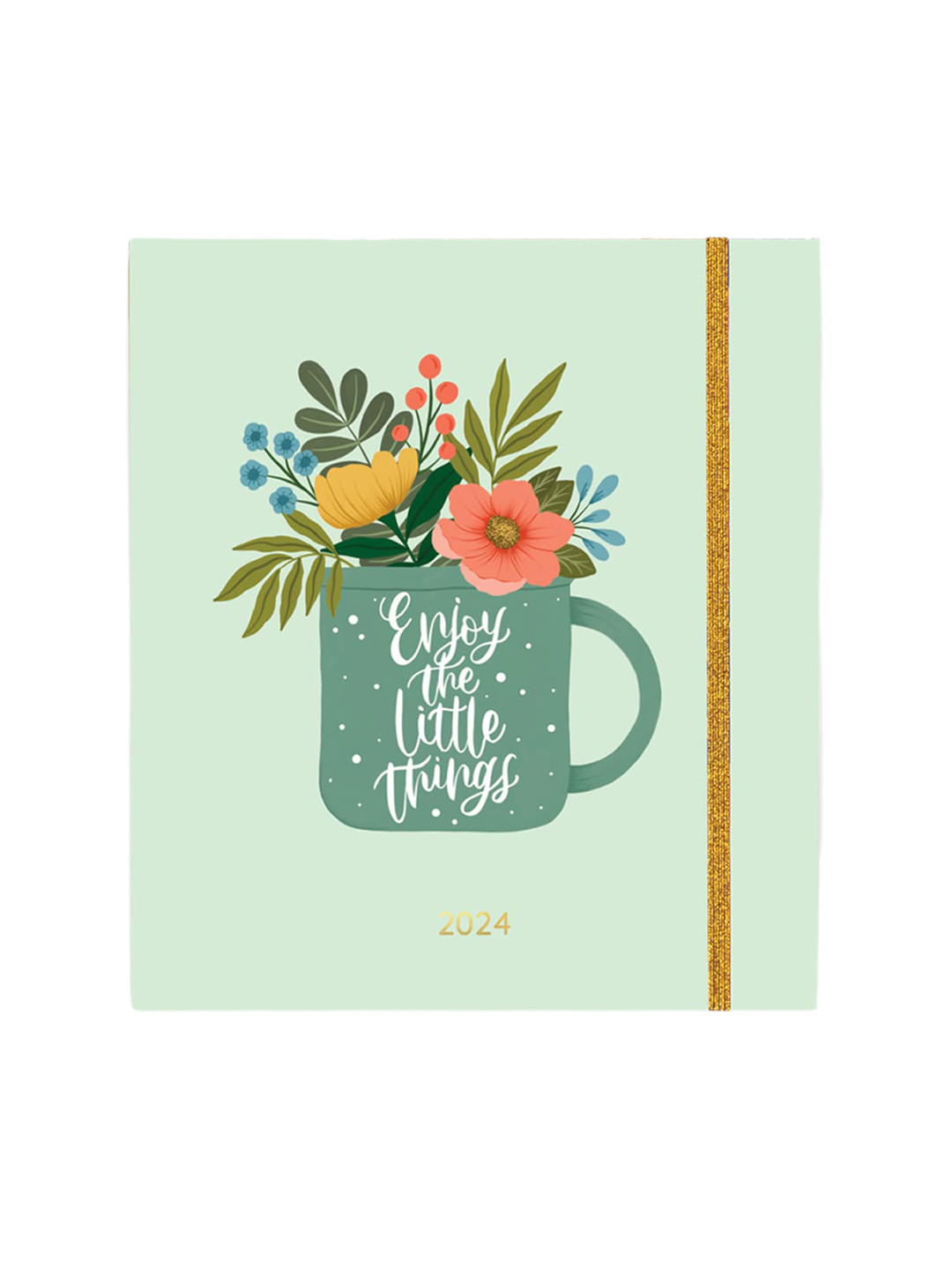 

happywagon 2024 The Little Things Typography Printed Wiro Wrap Planner, Green