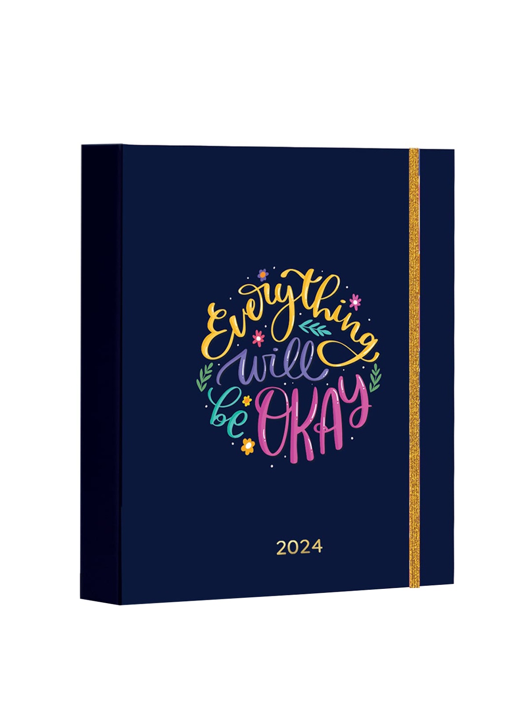 

happywagon 2024 Everything Will Be Okay Wiro Wrap Planner, Navy blue