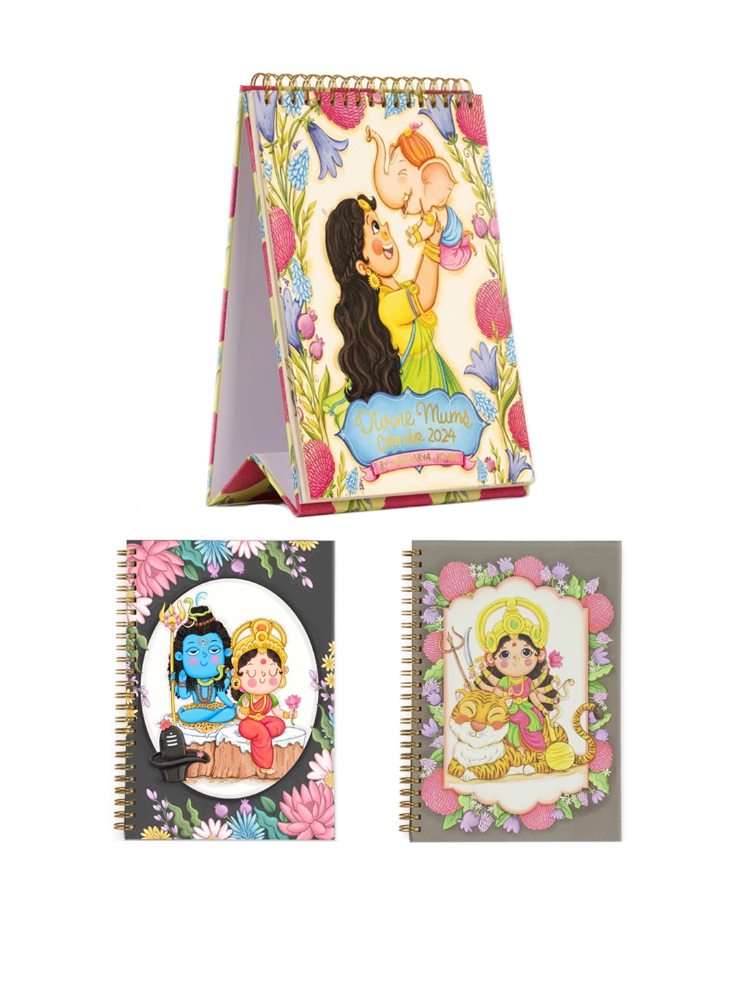 

happywagon 3 Pieces Printed Desk Calendar & Sketch Book, Grey