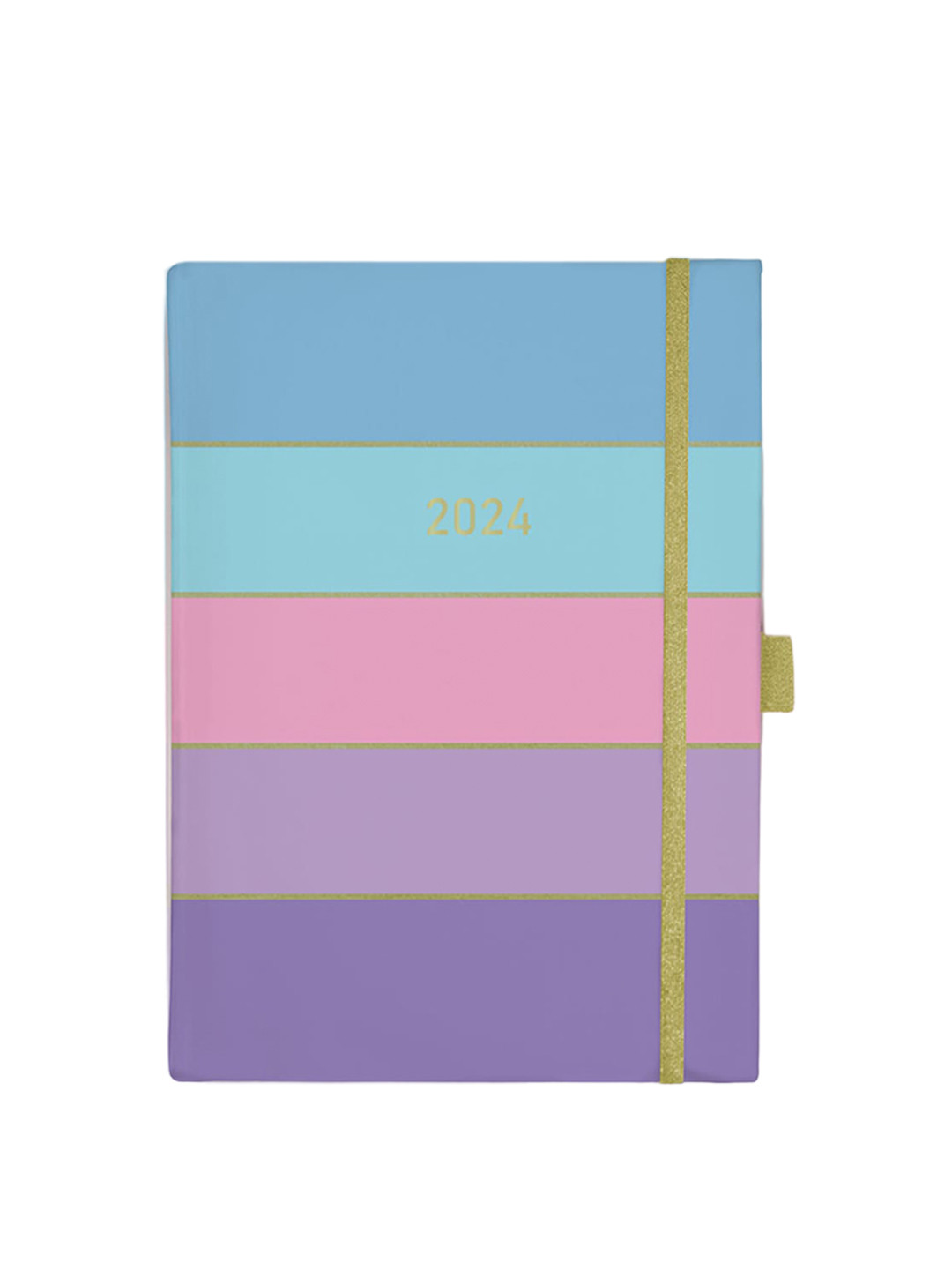 

happywagon 2024 Golden Waves Striped Planner, Blue