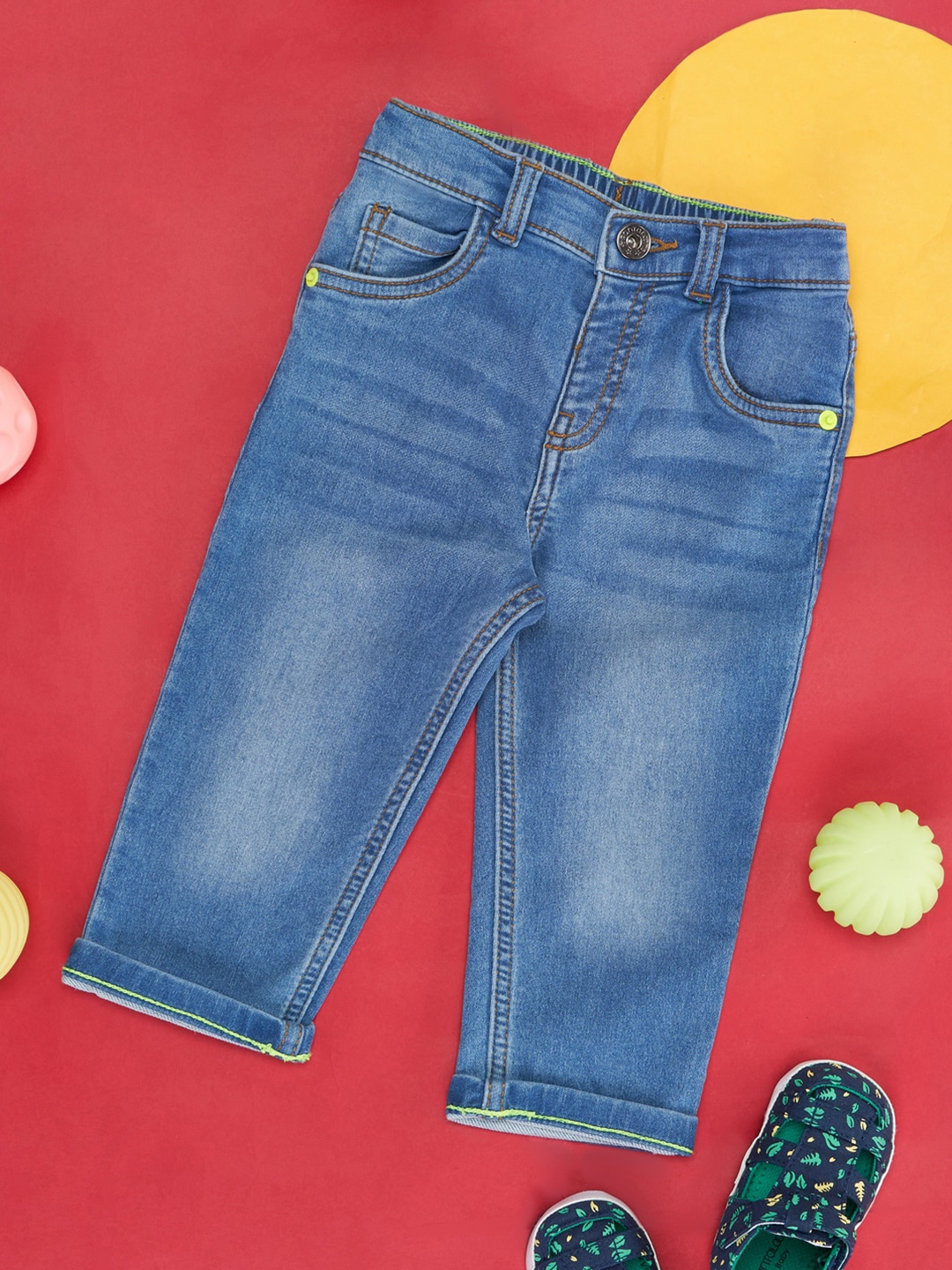 

Pantaloons Baby Boys Light Fade Cotton Jeans, Blue