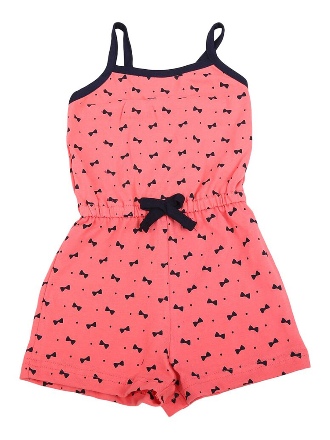 

V-Mart Girls Printed Shoulder Strap Jumpsuit, Coral