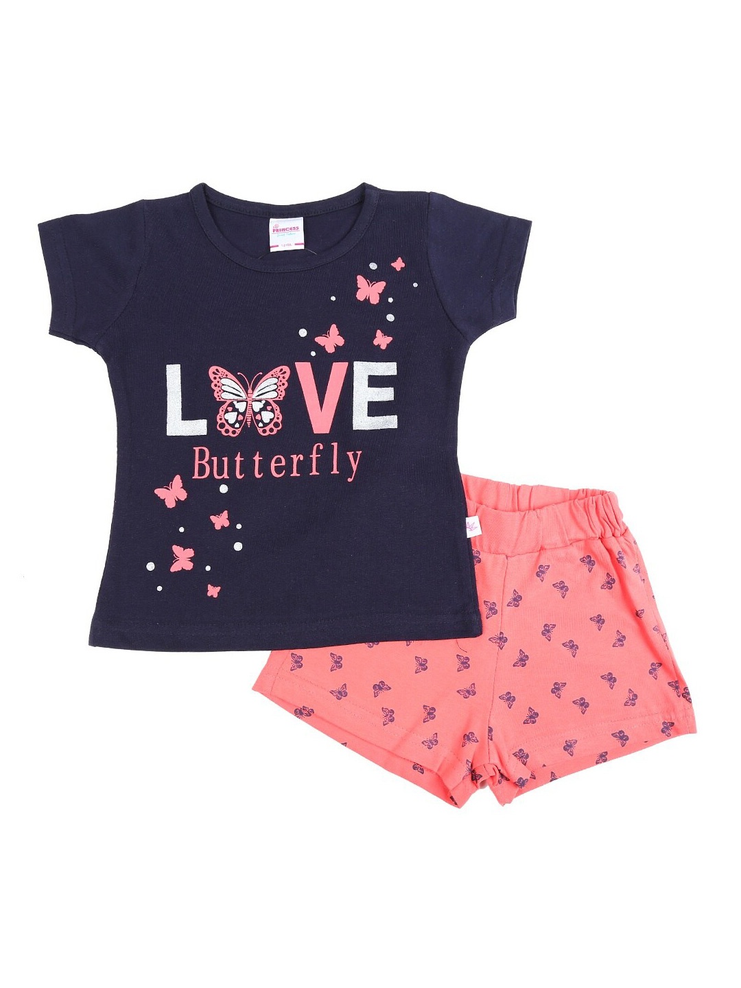 

V-Mart Girls Printed Pure Cotton T-shirt With Shorts, Navy blue