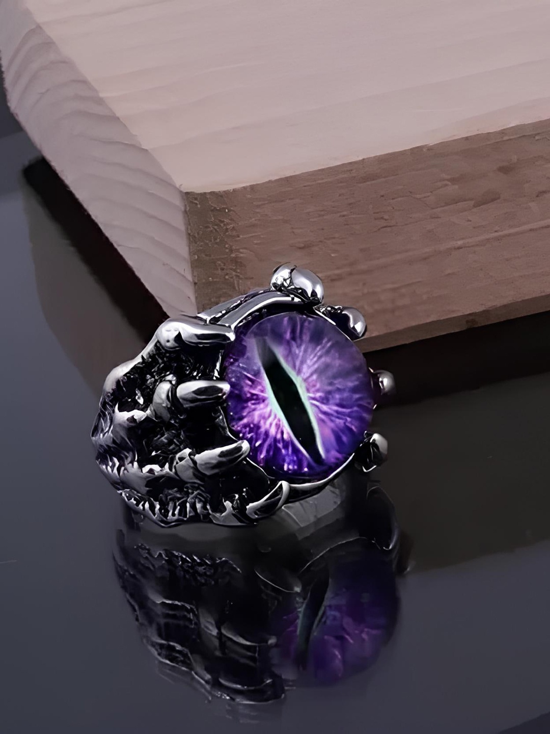 

KARISHMA KREATIONS Evil Eye Stone Studded Adjustable Finger Ring, Silver