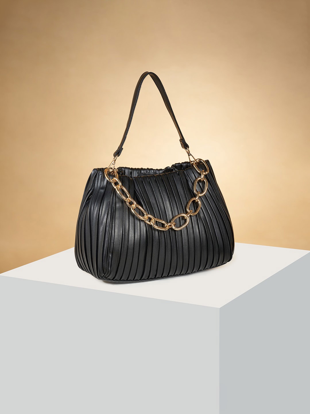 

Forever Glam by Pantaloons Structured Hobo Bag, Black