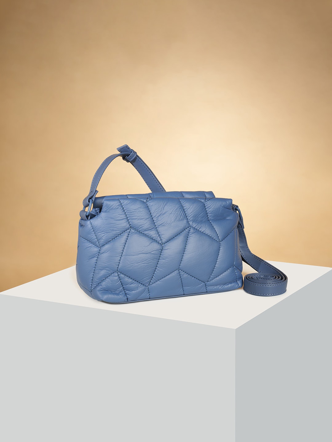 

Forever Glam by Pantaloons Structured Quilted Sling Bag, Blue