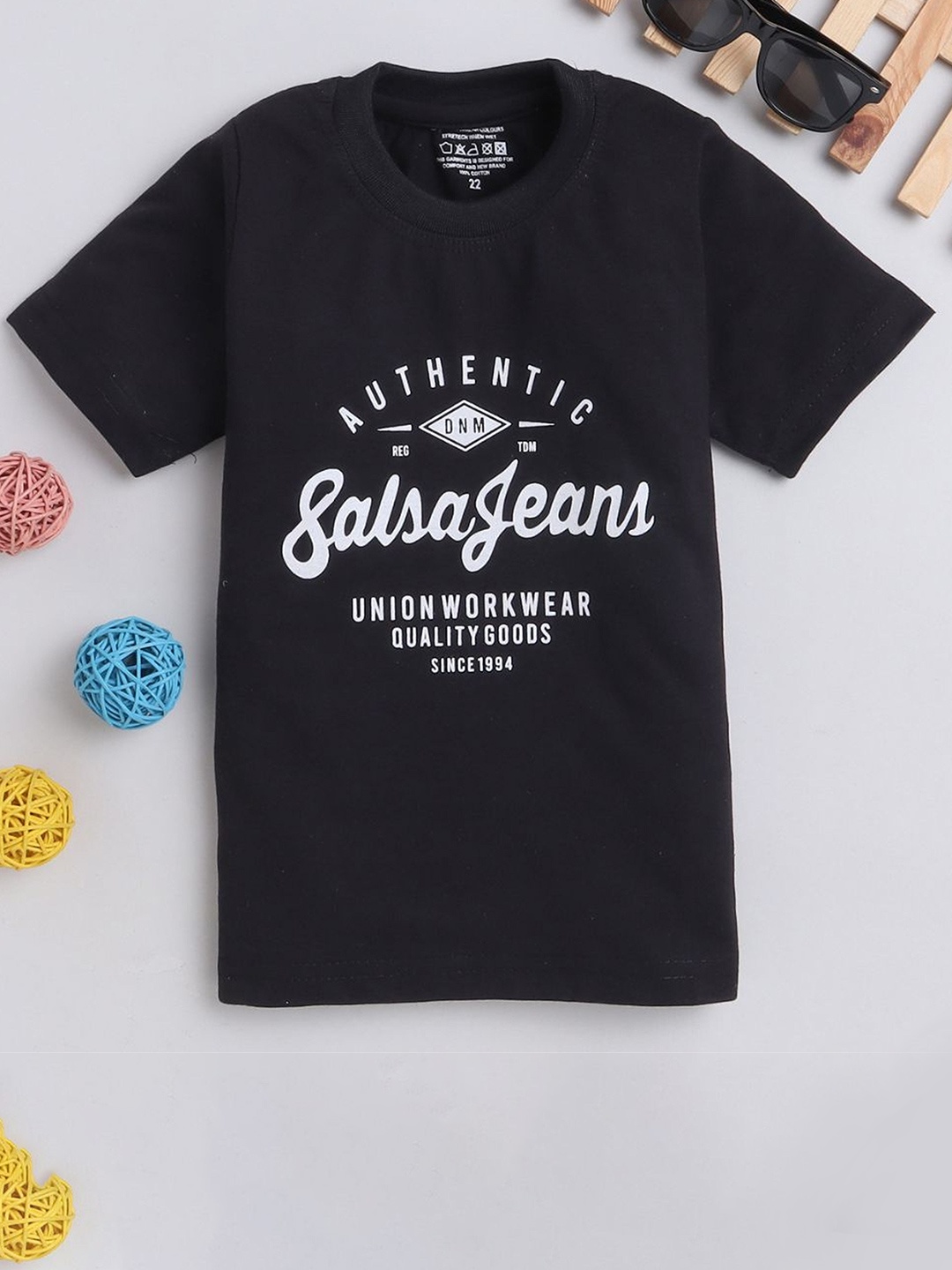 

BAESD Kids Typography Printed Round Neck Cotton T-shirt, Black
